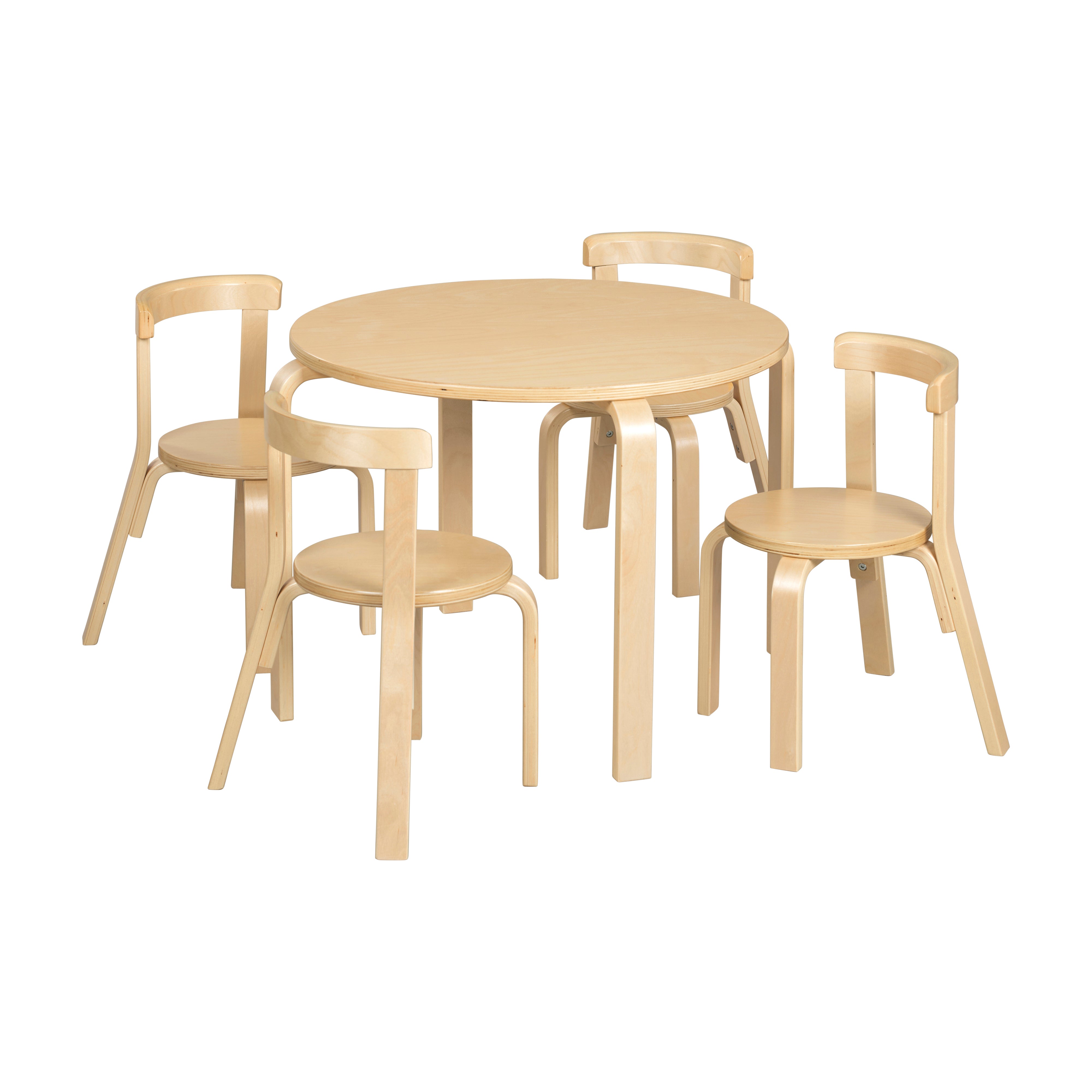 Bentwood Table and Curved Back Chair Set, 5-Piece