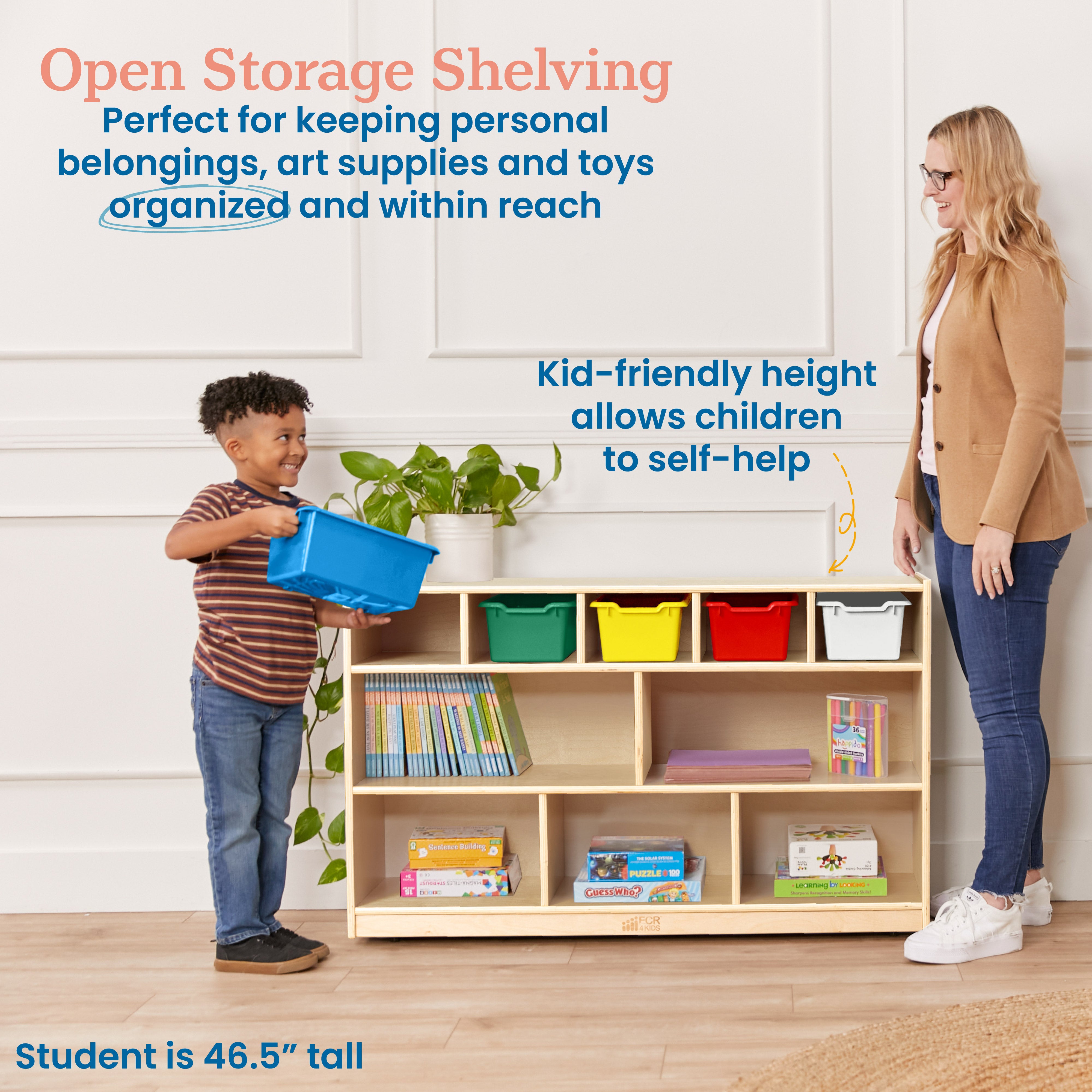 5+5 Cubby and Storage Mobile Cabinet with 5 Scoop Front Bins