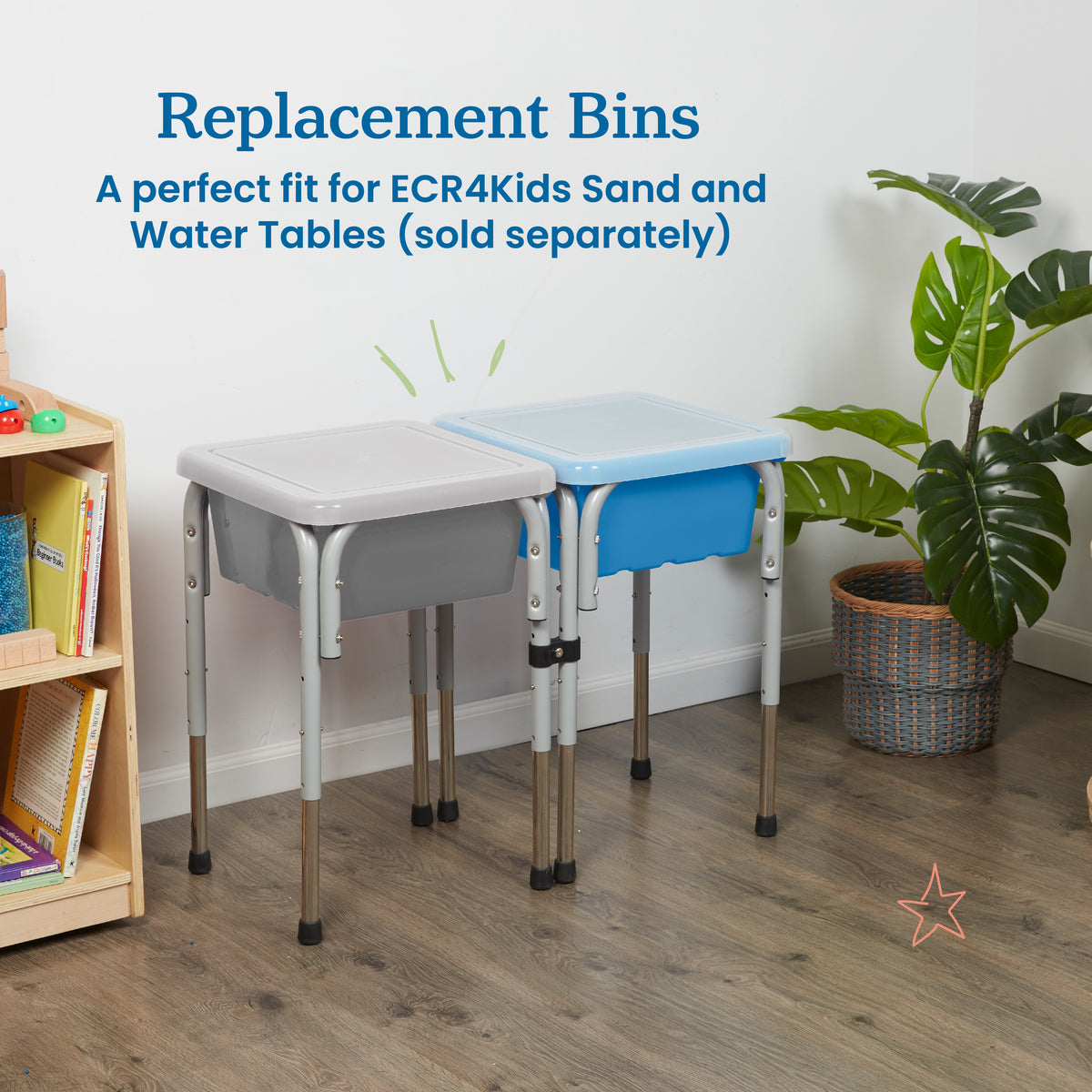 Stackable Square Bins with Non-Snap Lids, 2-Pack
