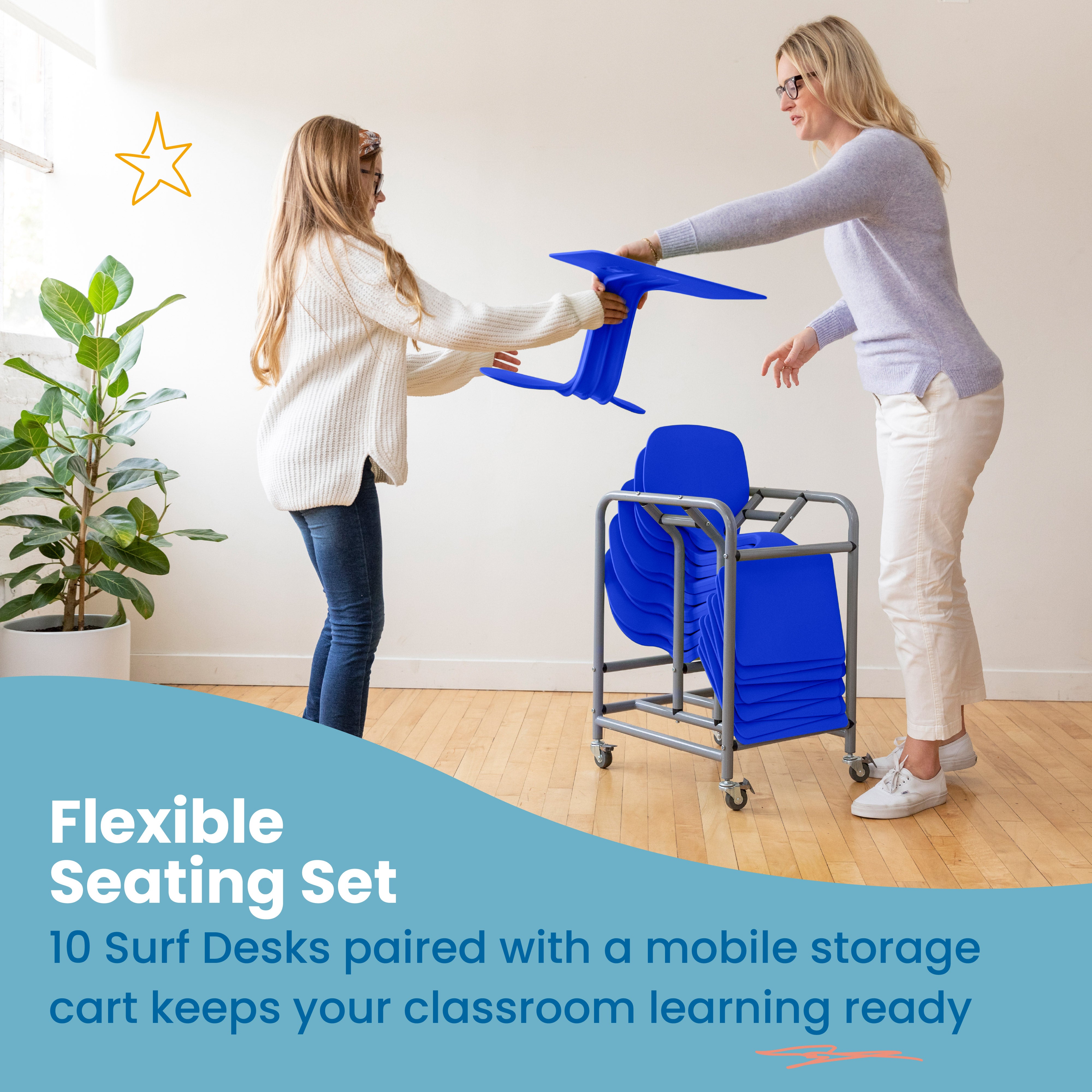 The Surf Portable Lap Desk with Mobile Storage Cart, 10-Pack