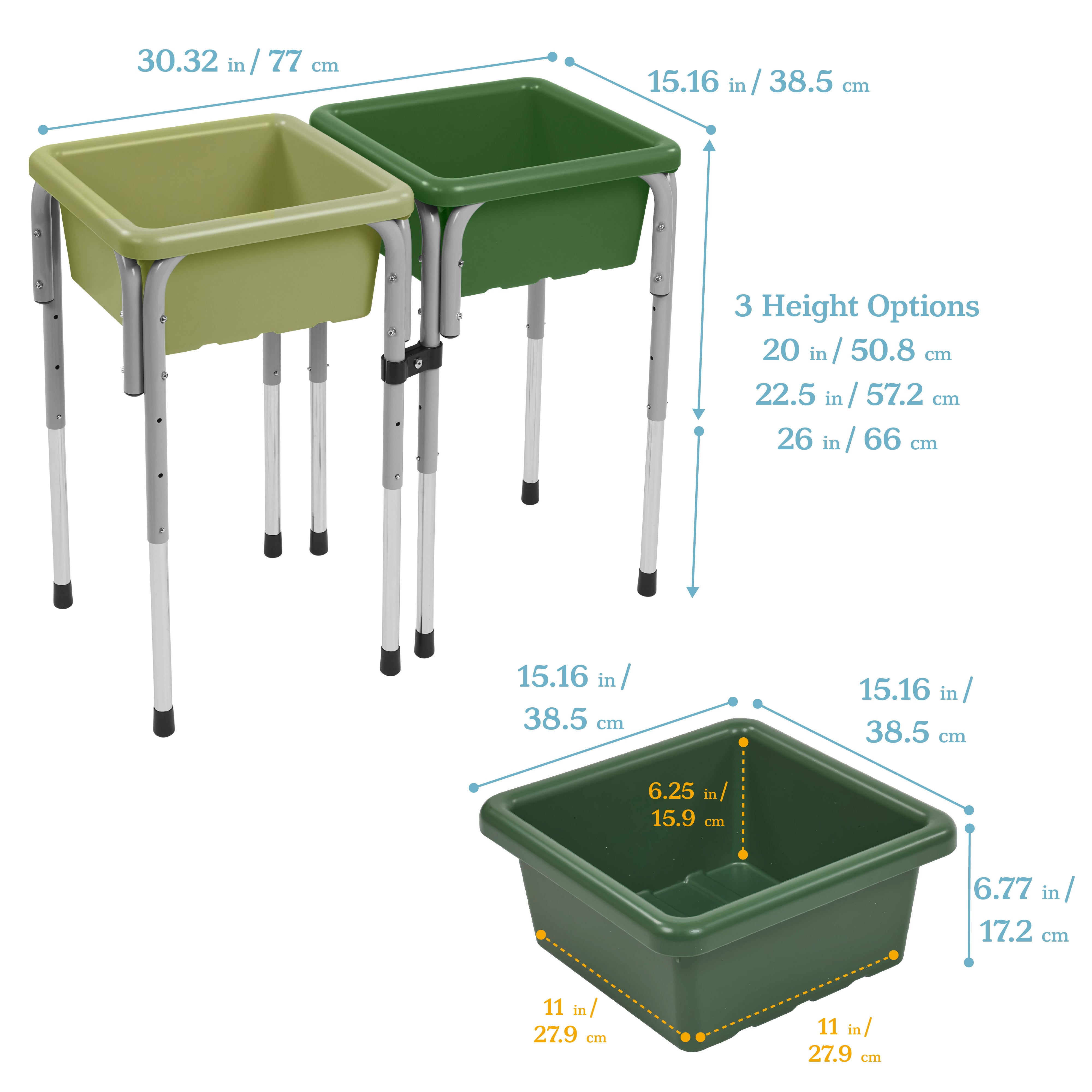 2-Station Sand and Water Adjustable Play Table, Sensory Bins