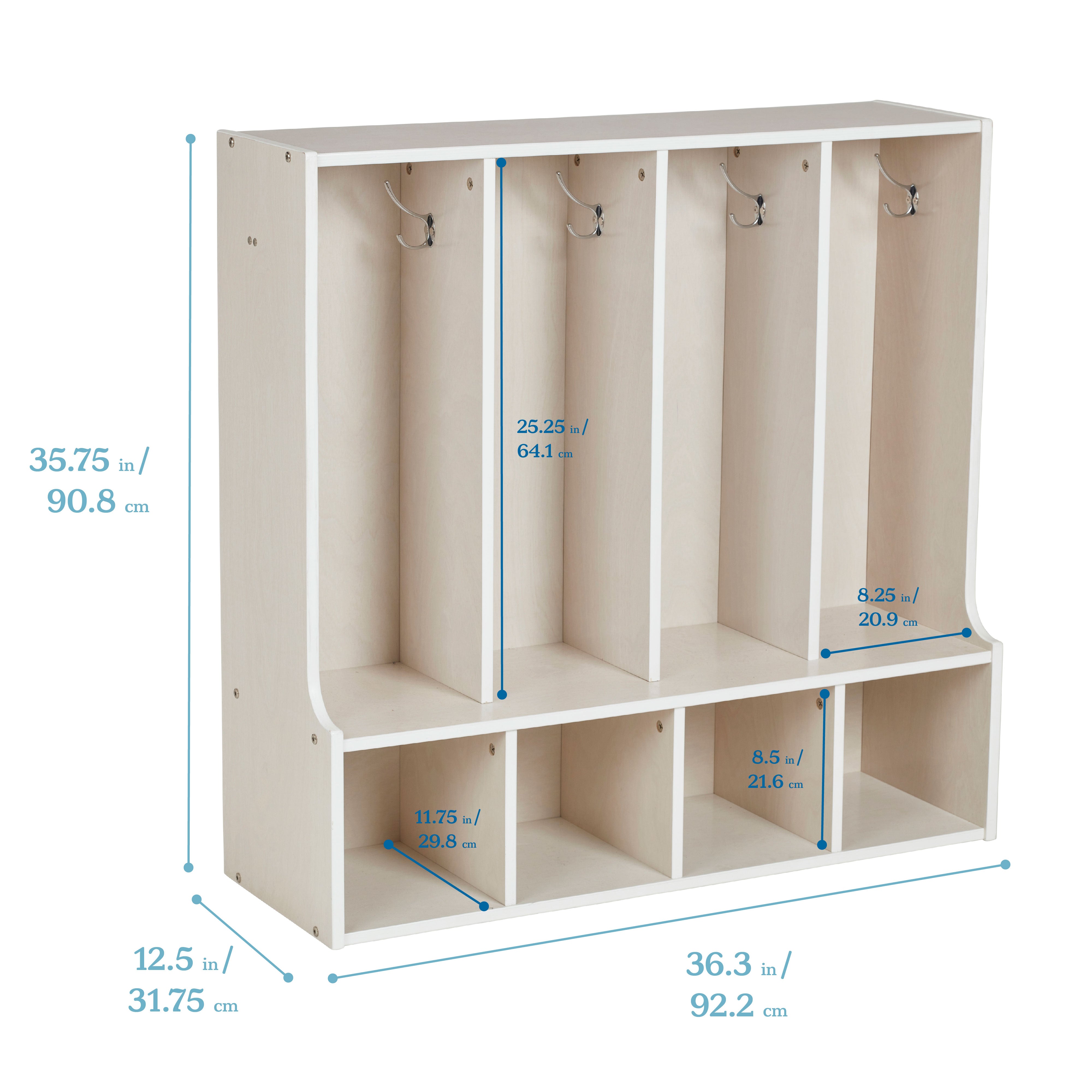 Streamline 4-Section Coat Locker with Bench, Toddler Size