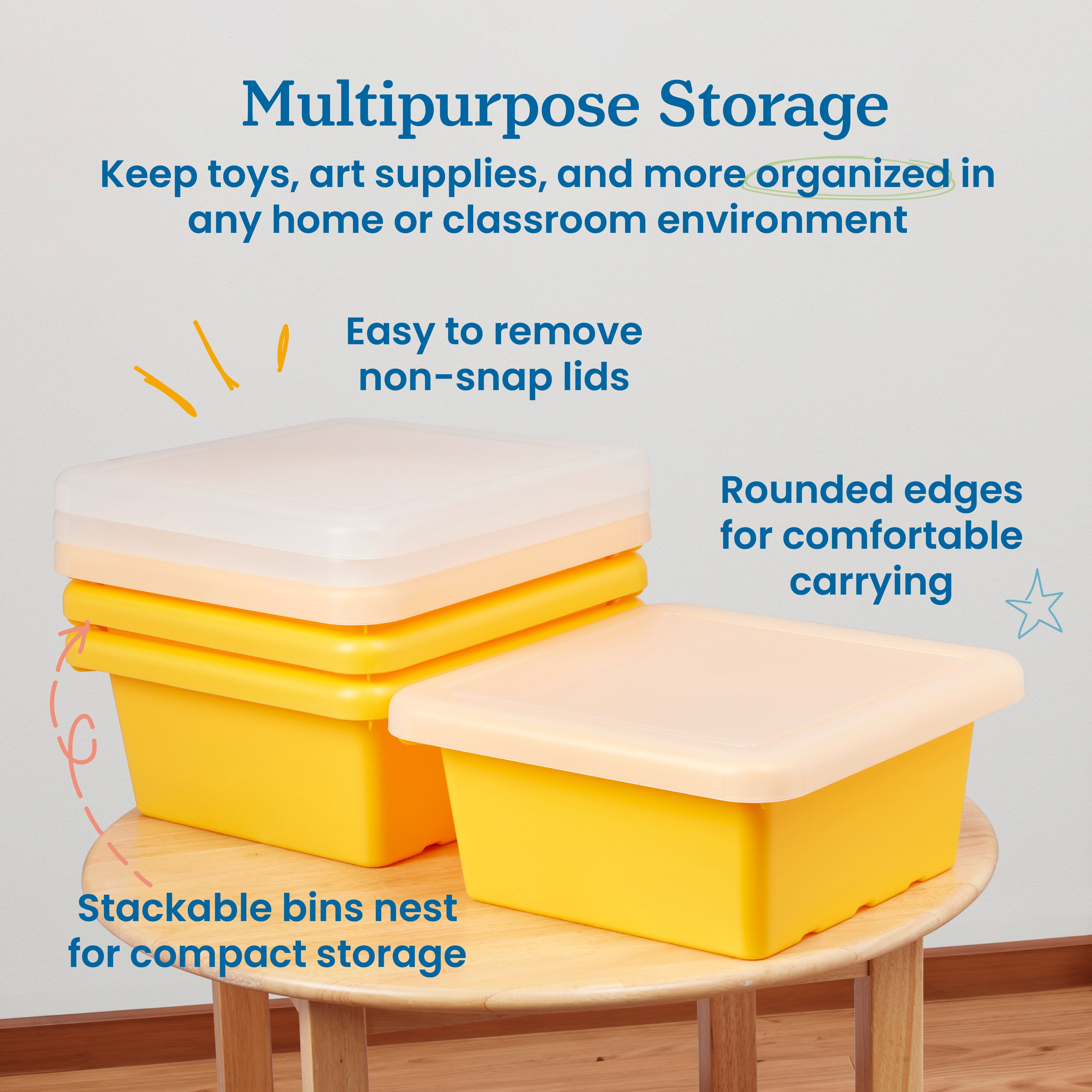 Square Bin with Lid, 4-Pack