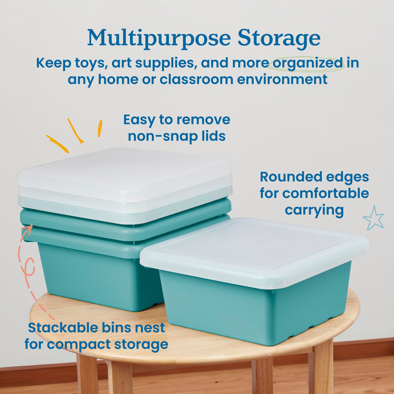 Square Bin with Lid, Storage Containers, 4-Pack