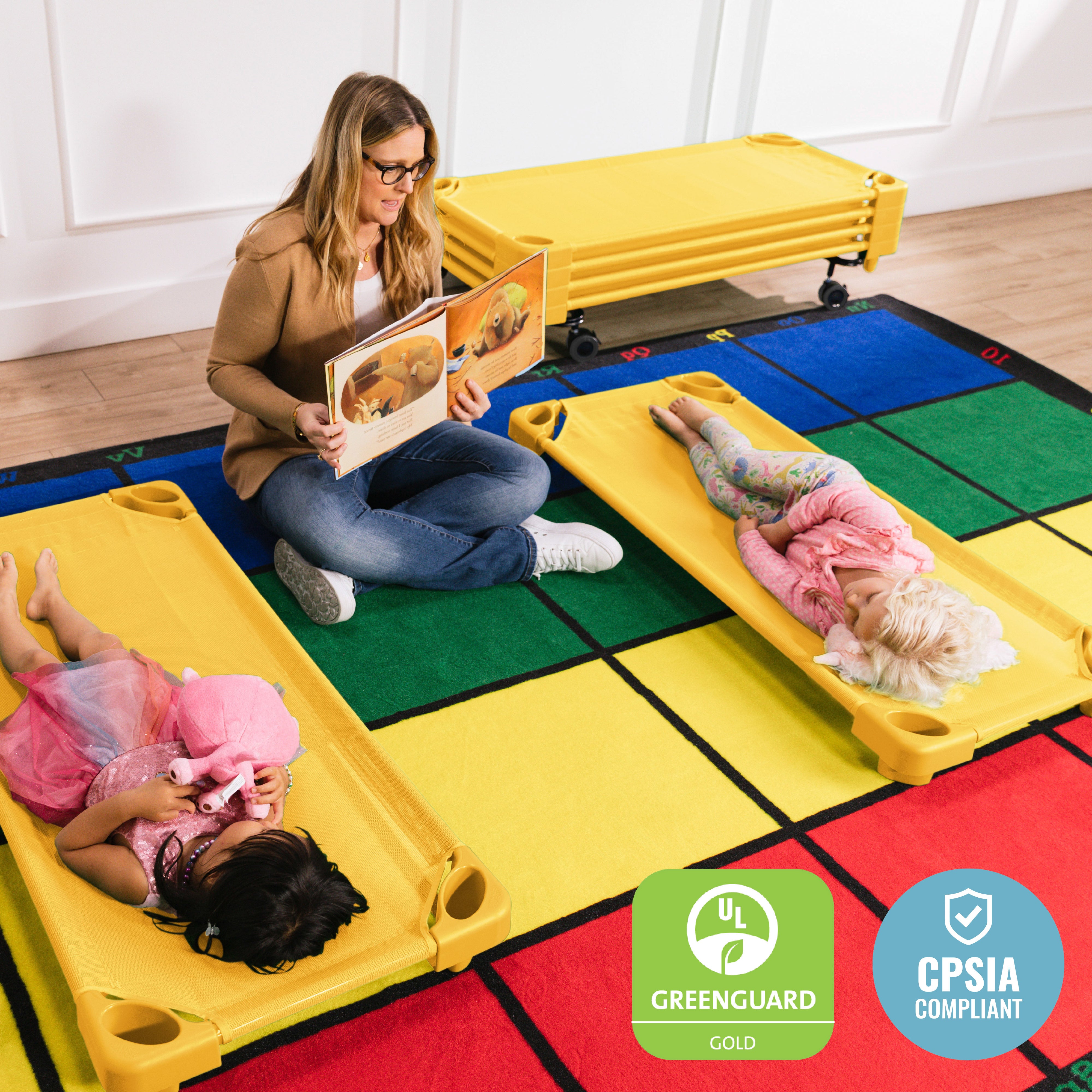 Stackable Kiddie Cots with Trolley, RTA, Standard, 6-Pack