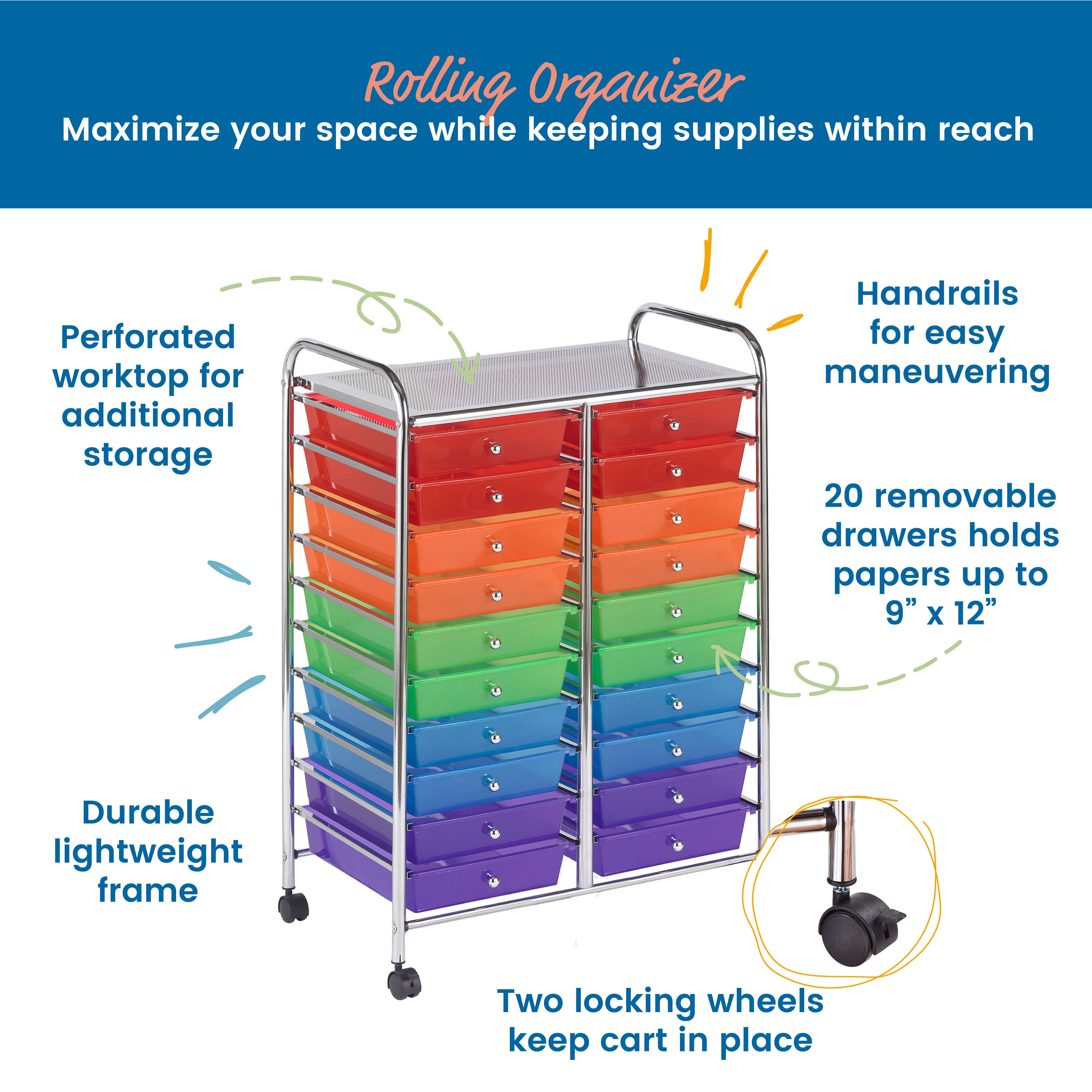 20-Drawer Everyday Mobile Storage Utility Cart
