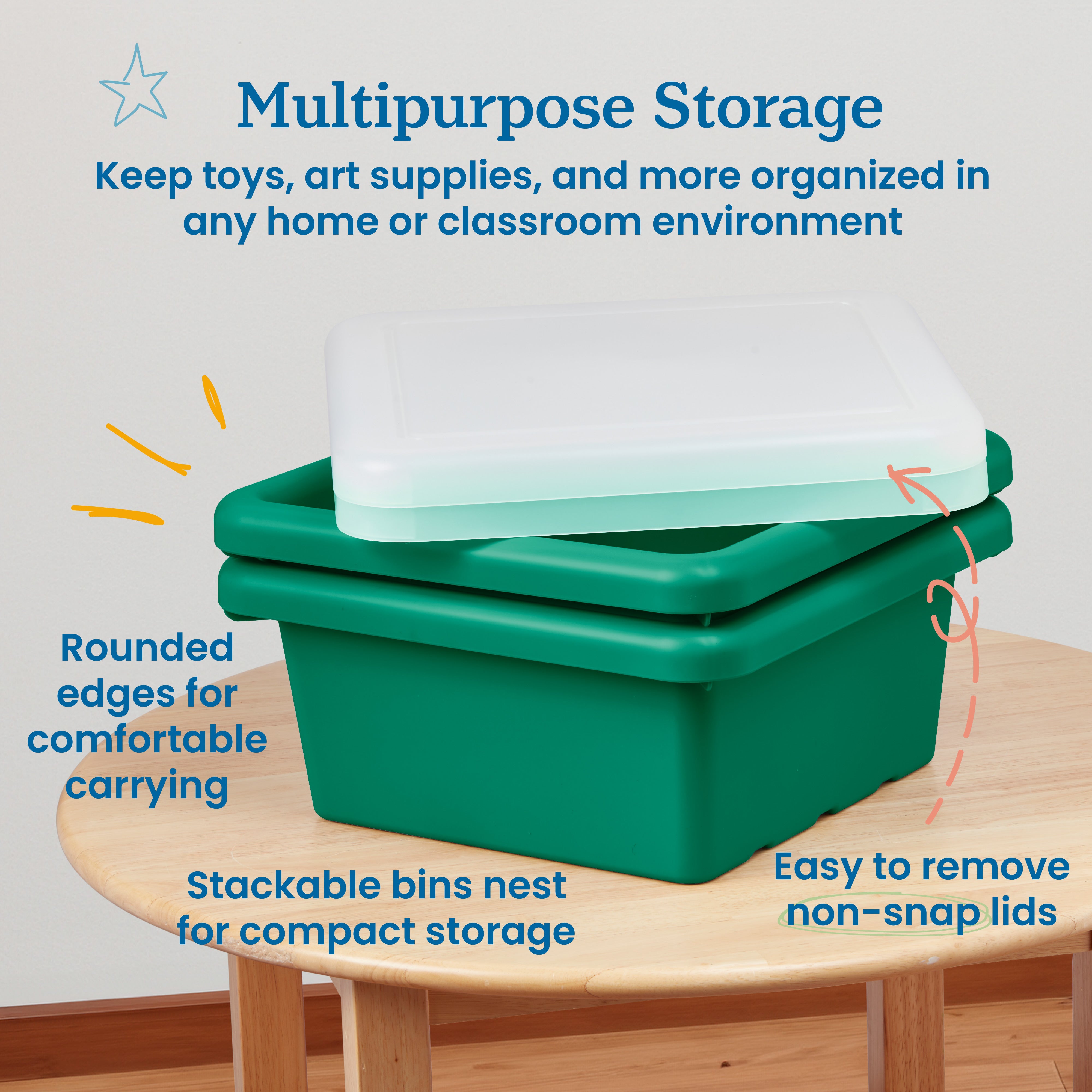 Square Bin with Lid, 2-Pack