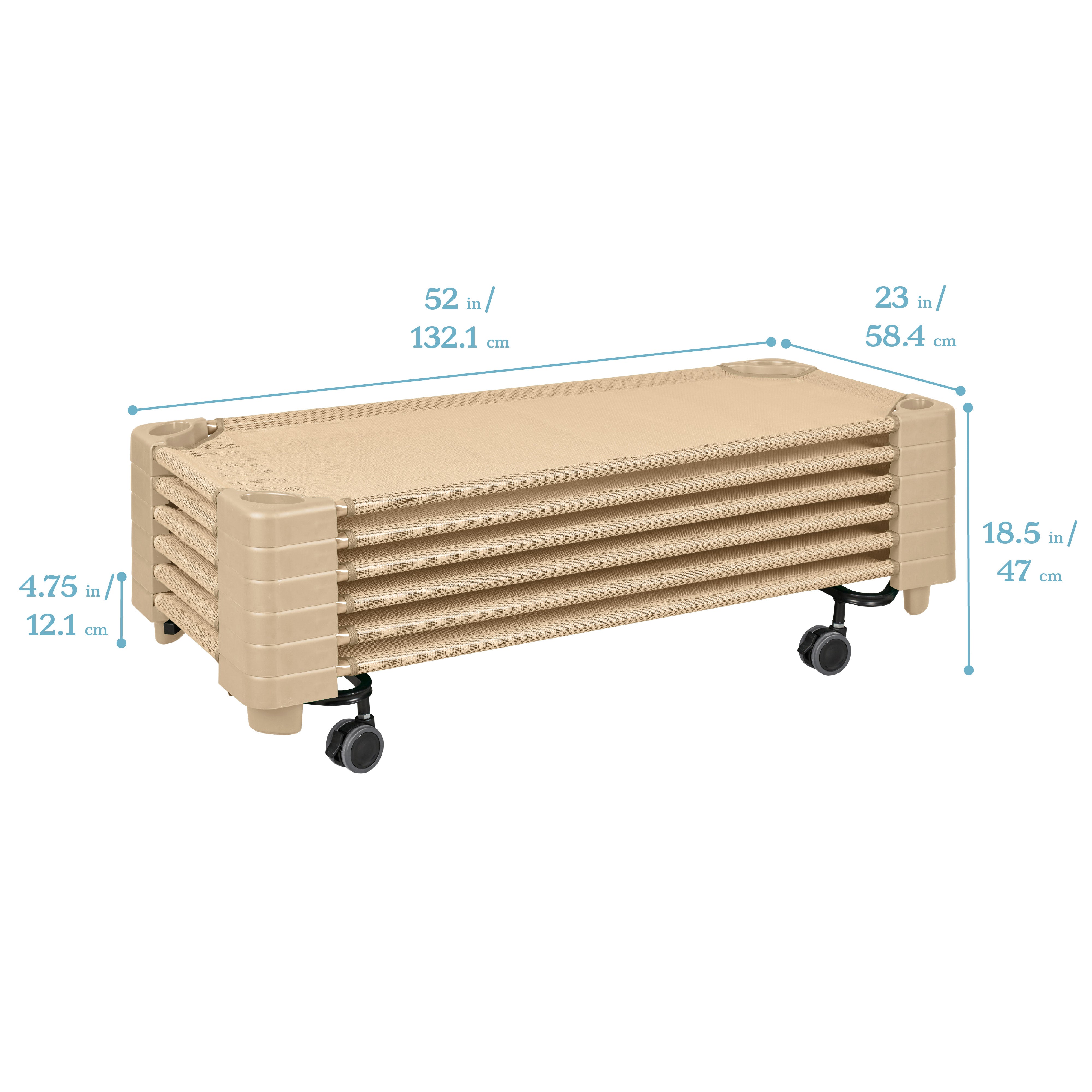Stackable Kiddie Cots with Trolley, RTA, Standard, 6-Pack