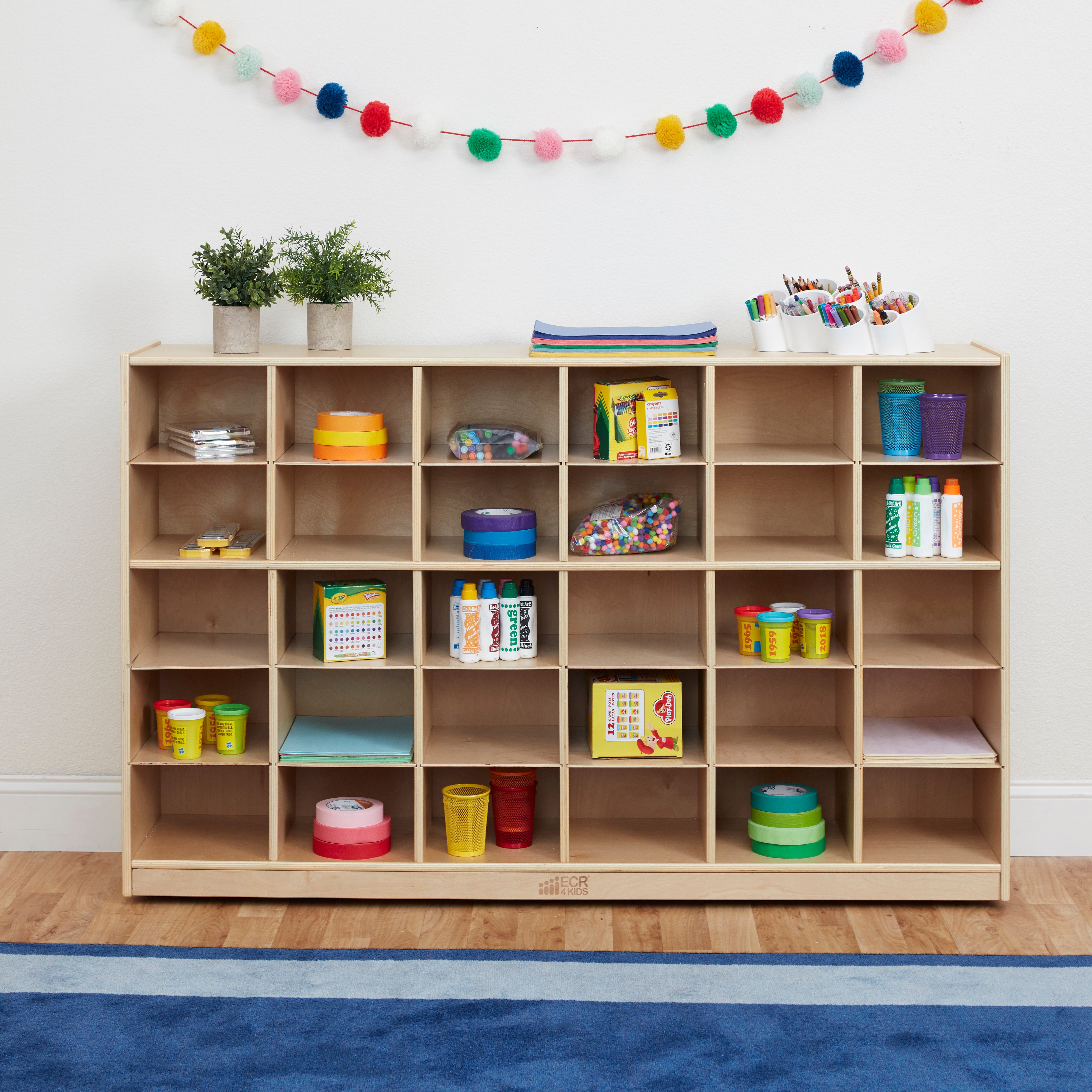 30 Cubby Mobile Tray Storage Cabinet, 5x6