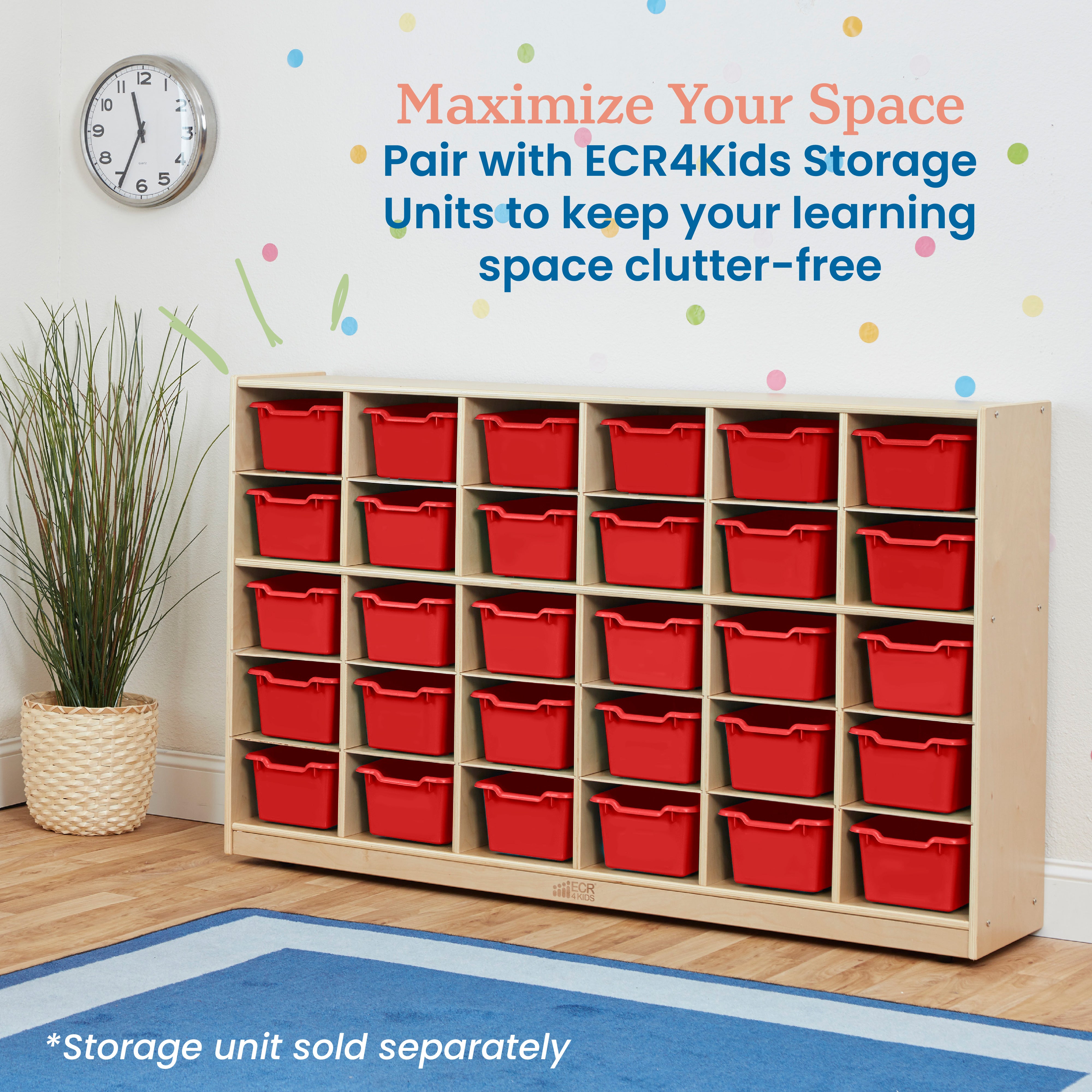 Scoop Front Plastic Storage Bins, 30-Piece