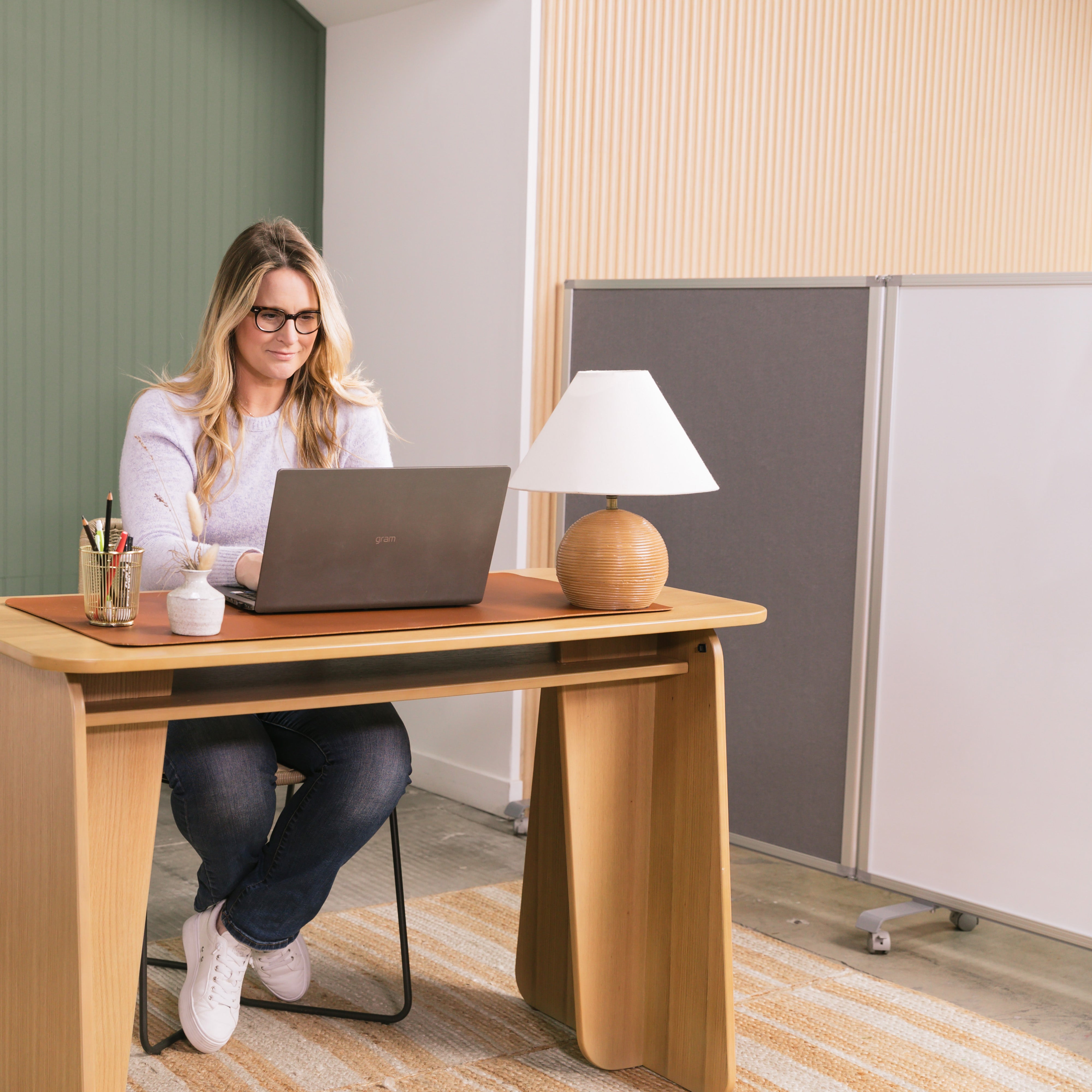 Mobile Dry-Erase and Flannel Room Divider, 3-Panel