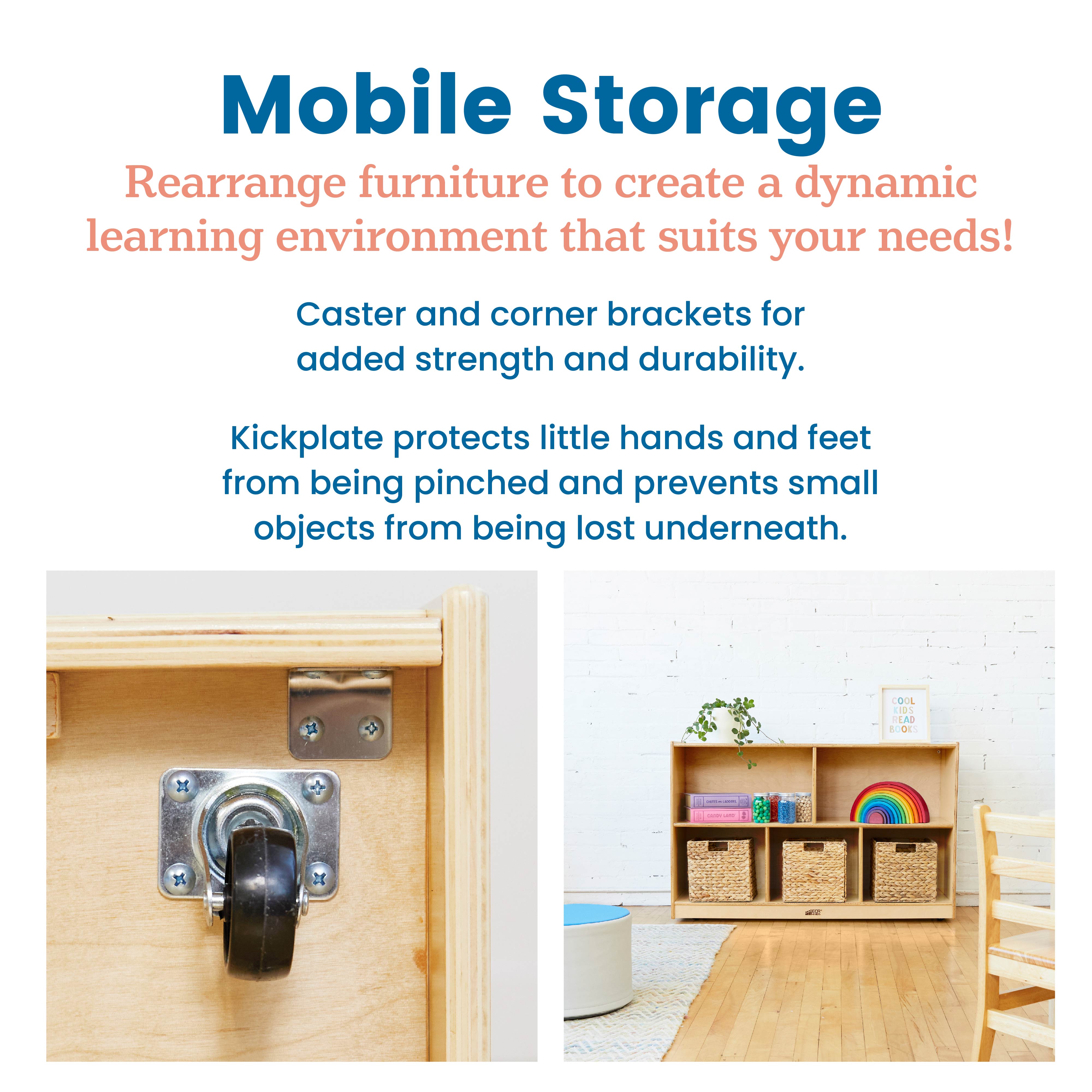 5-Compartment Mobile Storage Cabinet, Preschool
