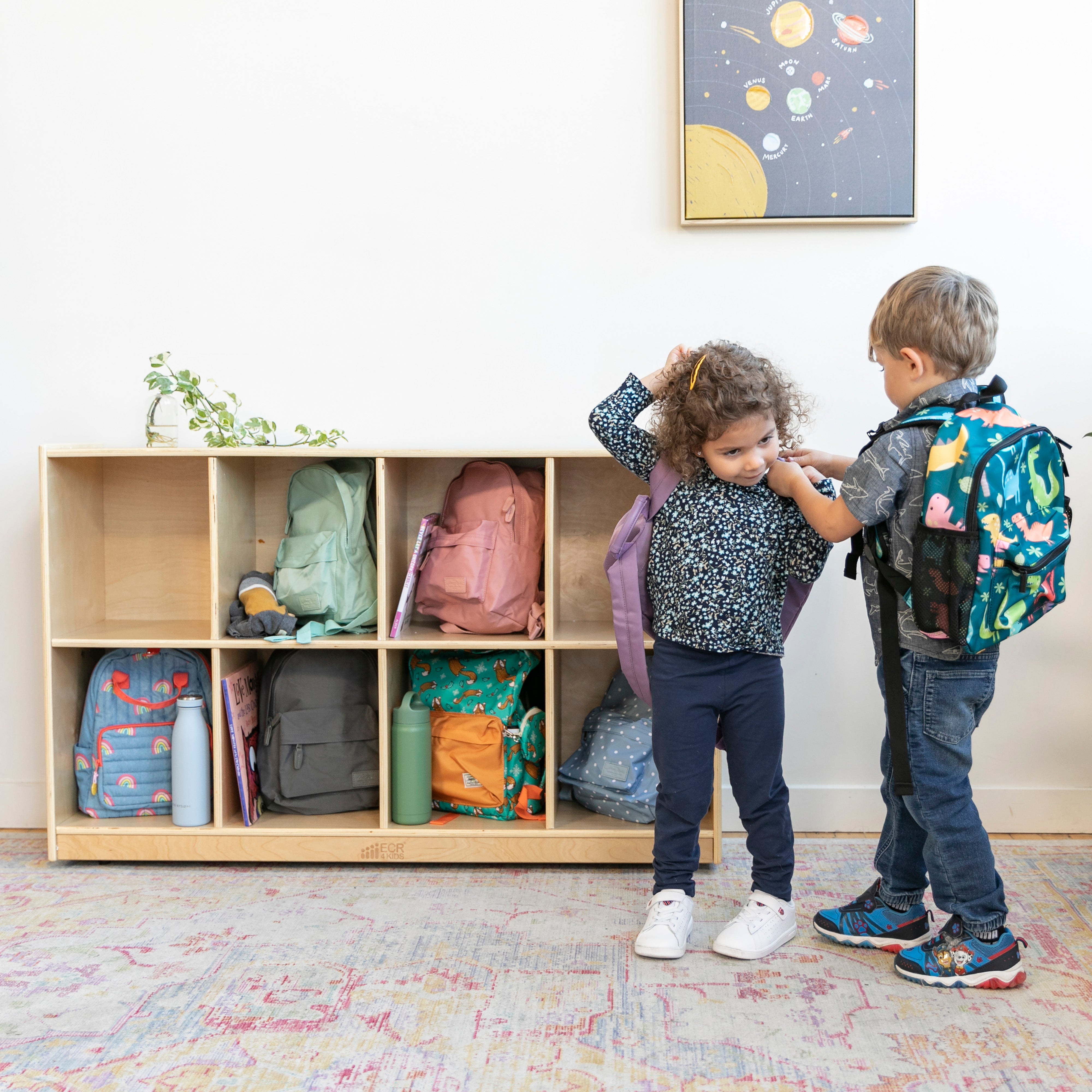 8-Compartment Mobile Backpack Storage Cabinet
