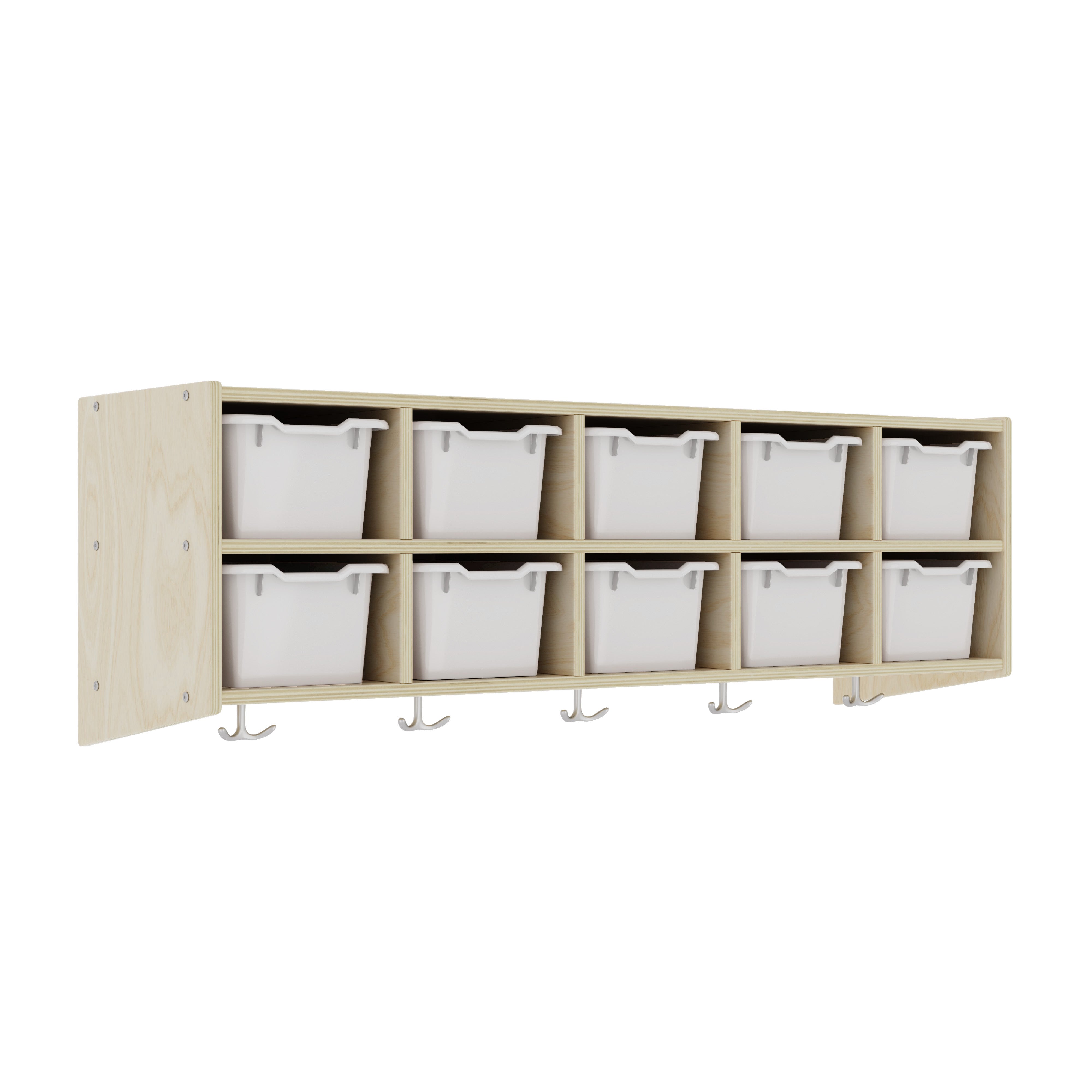 Streamline 10-Section Hanging Coat Locker with Scoop Front Storage Bins