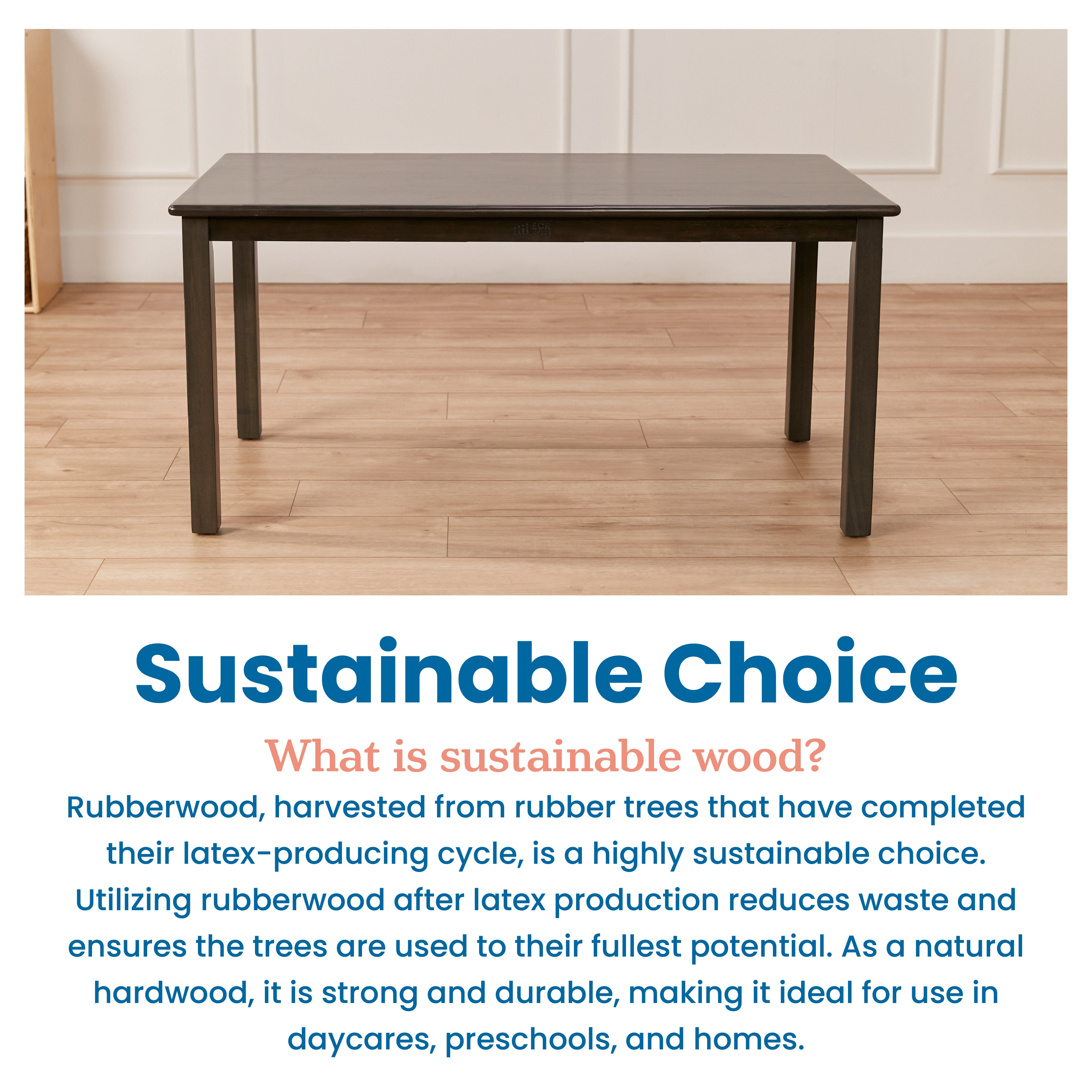 24in x 48in Rectangular Hardwood Table with 22in Legs