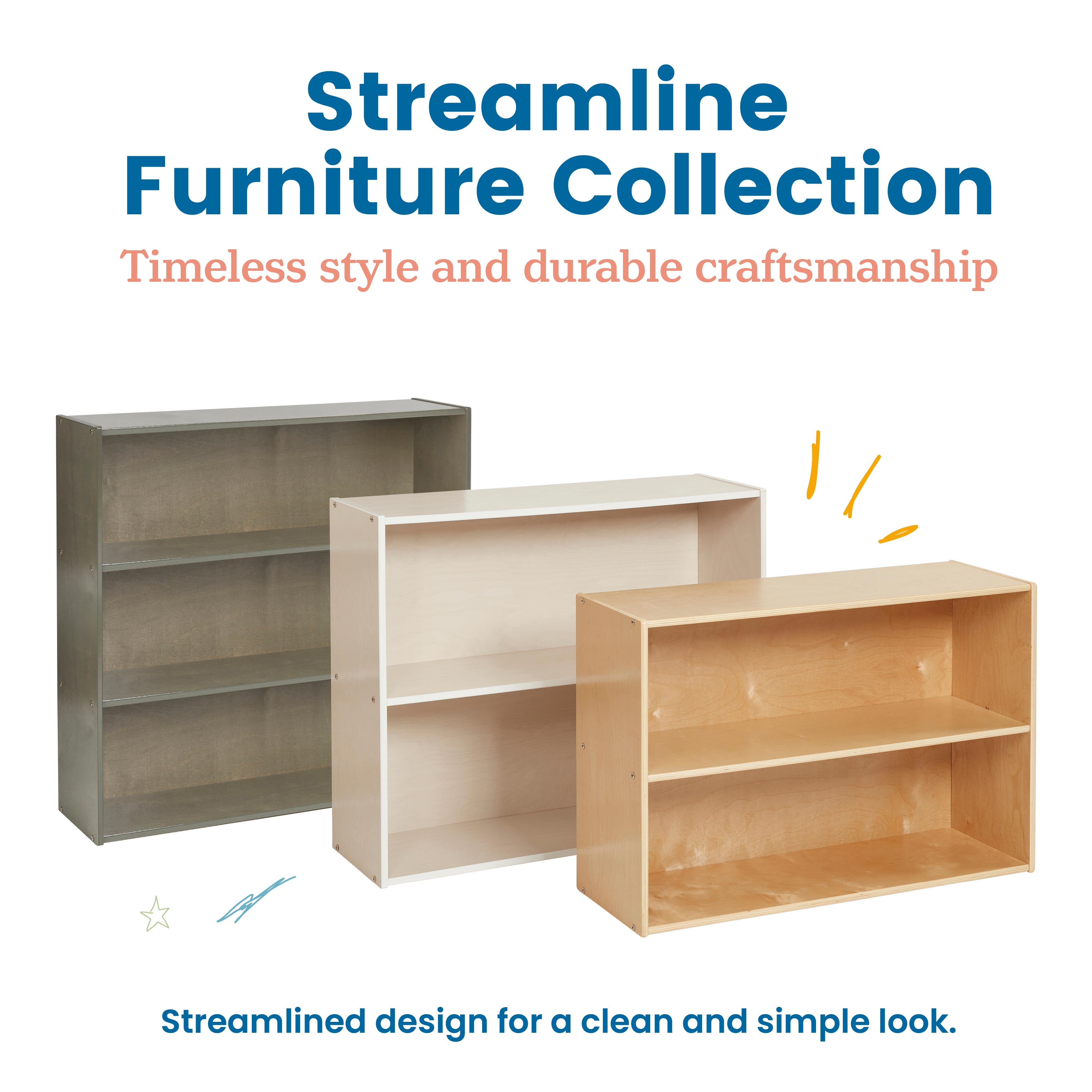 Streamline 2-Shelf Storage Cabinet with Back, 30in High