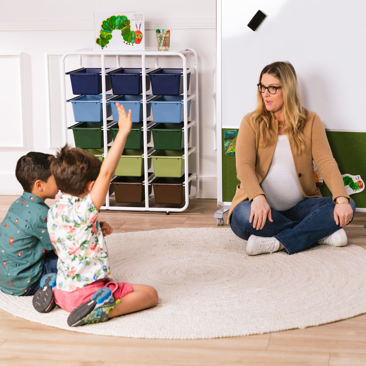5-Tier Storage Rack with 15 Cubby Bins, 5x3