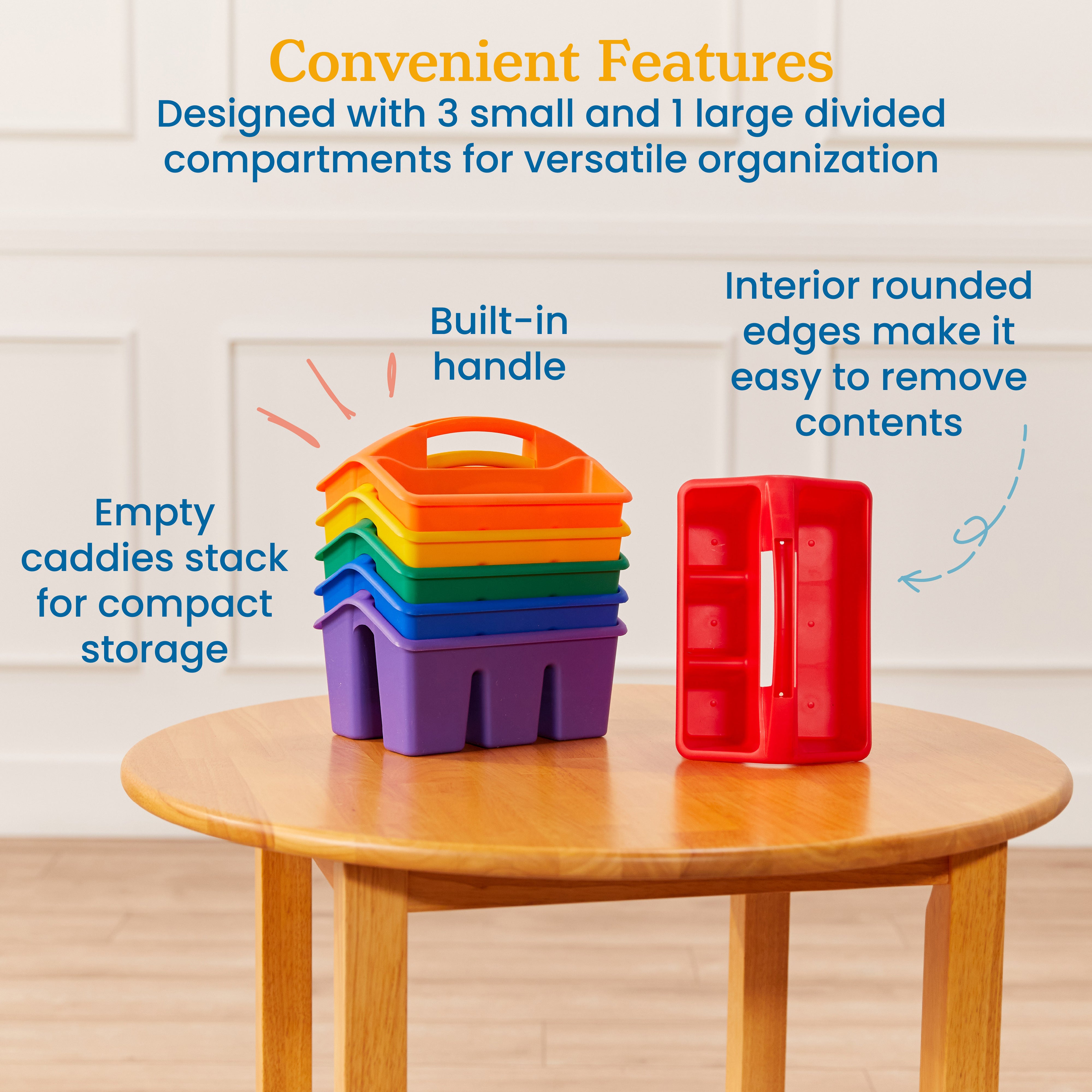 4-Compartment Small Plastic Caddy, 6-Pack