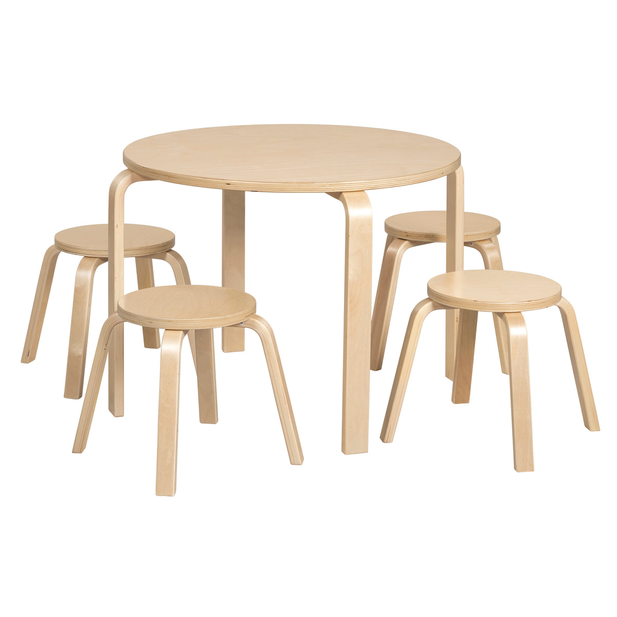 Bentwood Kids Table and Stools Set, 5-Piece