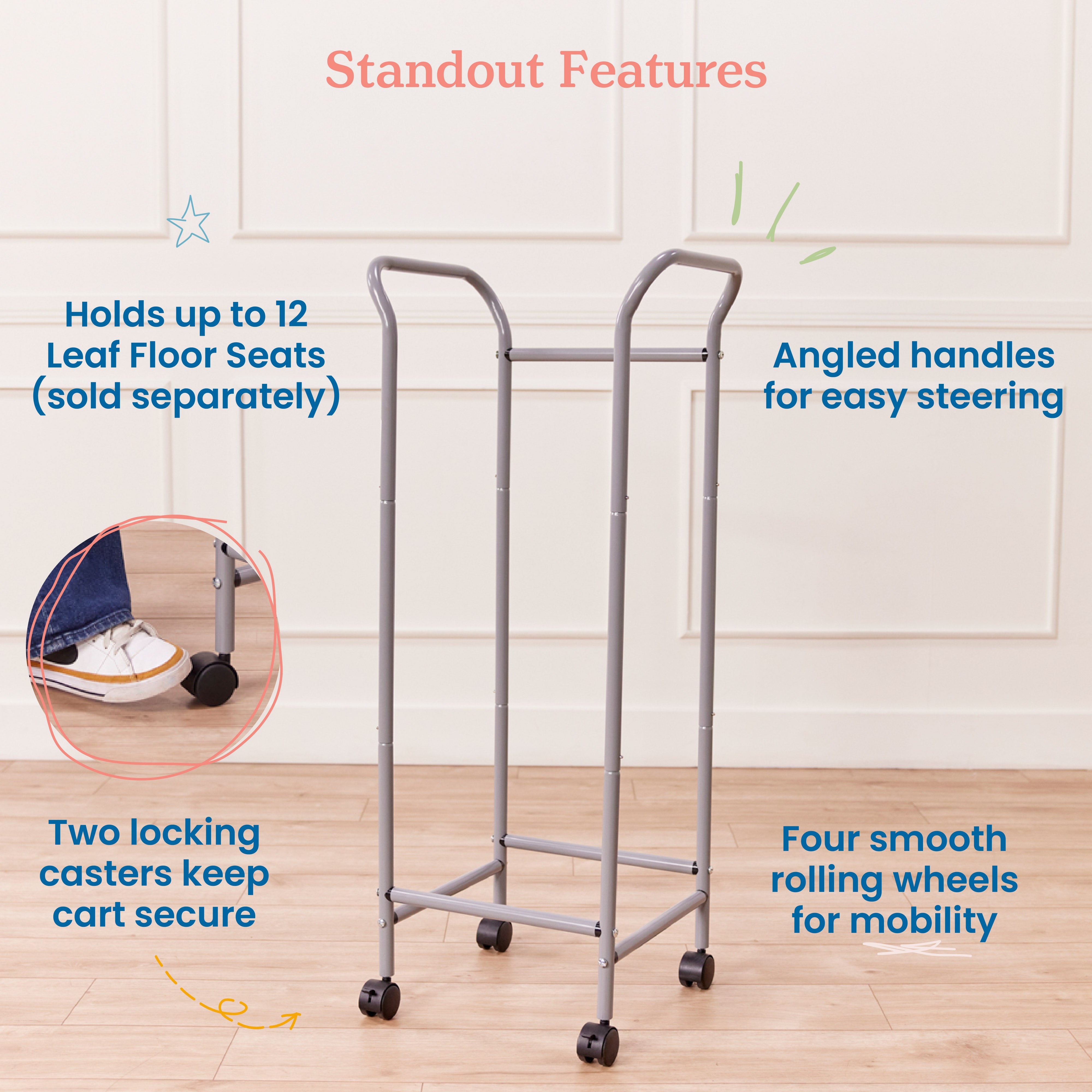 Mobile Leaf Seat Cart, Storage Trolley
