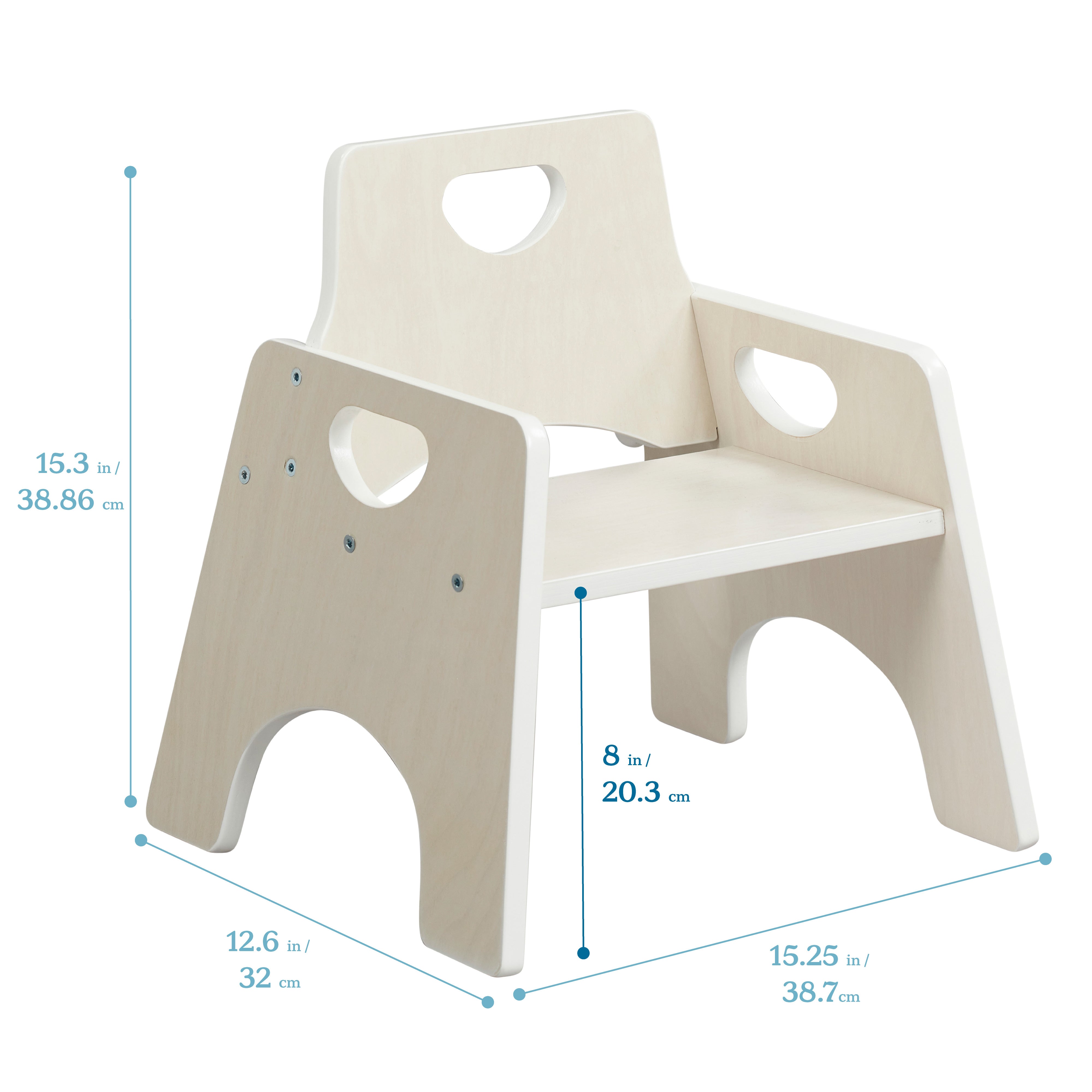 Stackable Wooden Toddler Chair, 8in Seat Height, 2-Pack