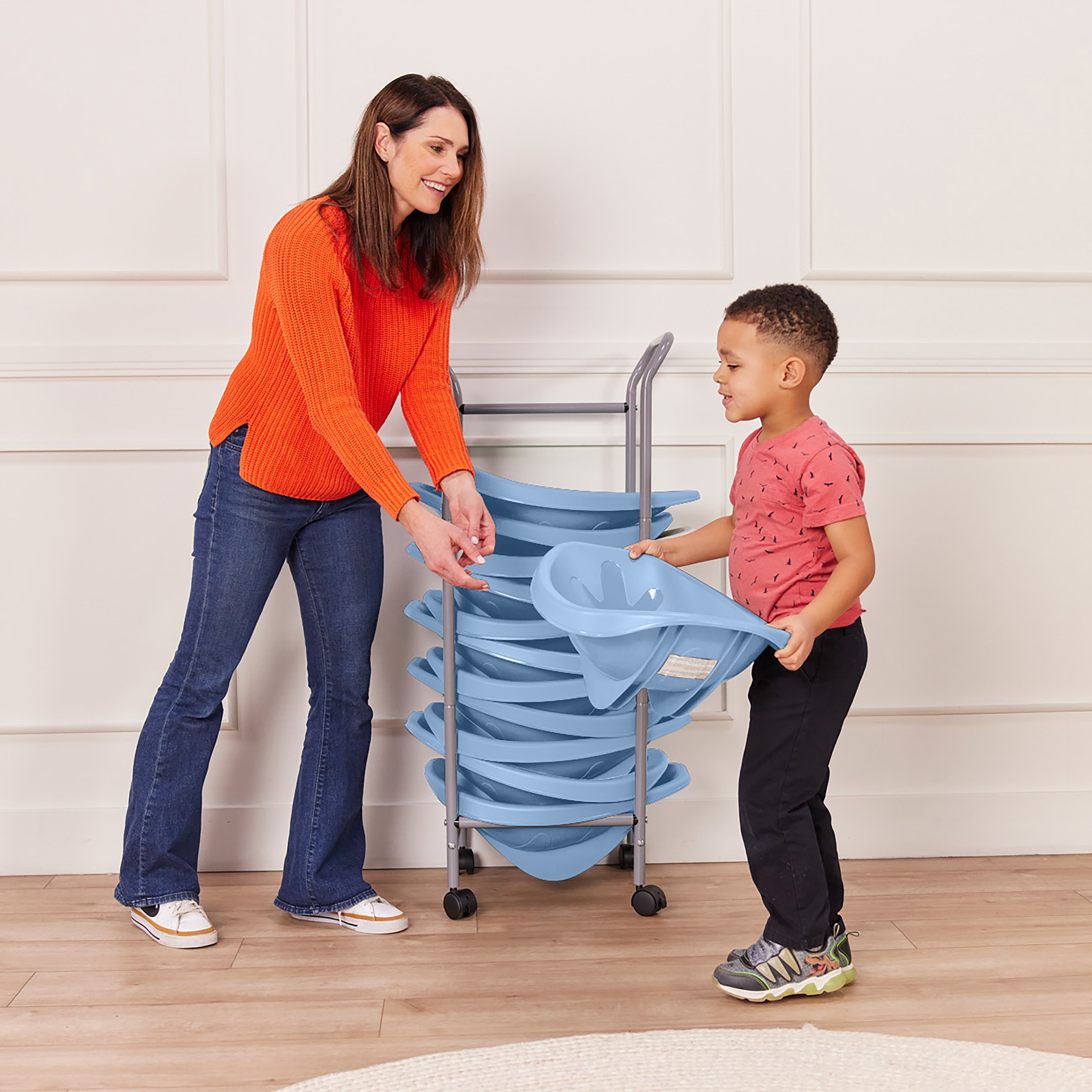 Mobile Leaf Seat Cart with 12 Leaf Floor Seats, Flexible Seating