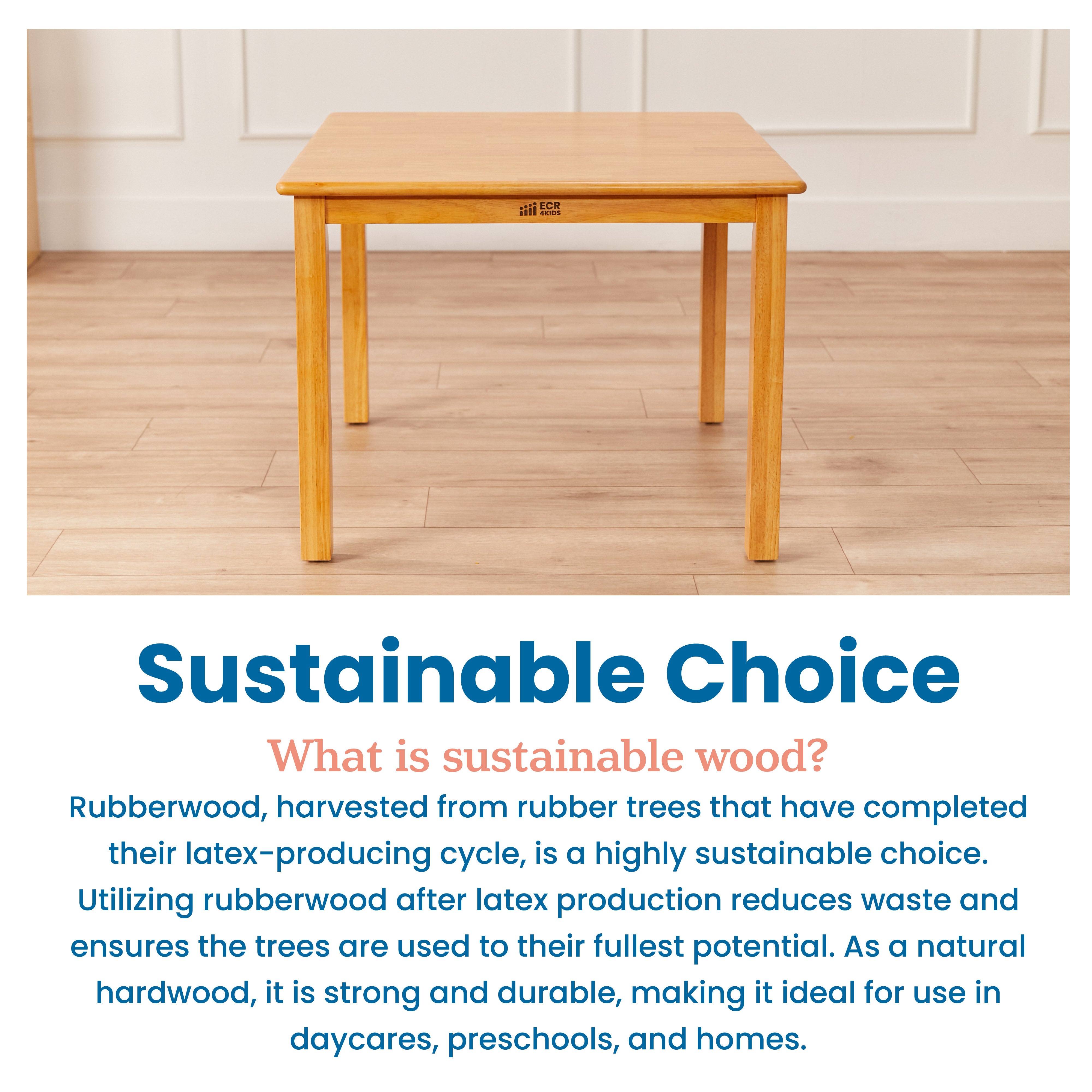 30in Square Hardwood Table with 22in Legs