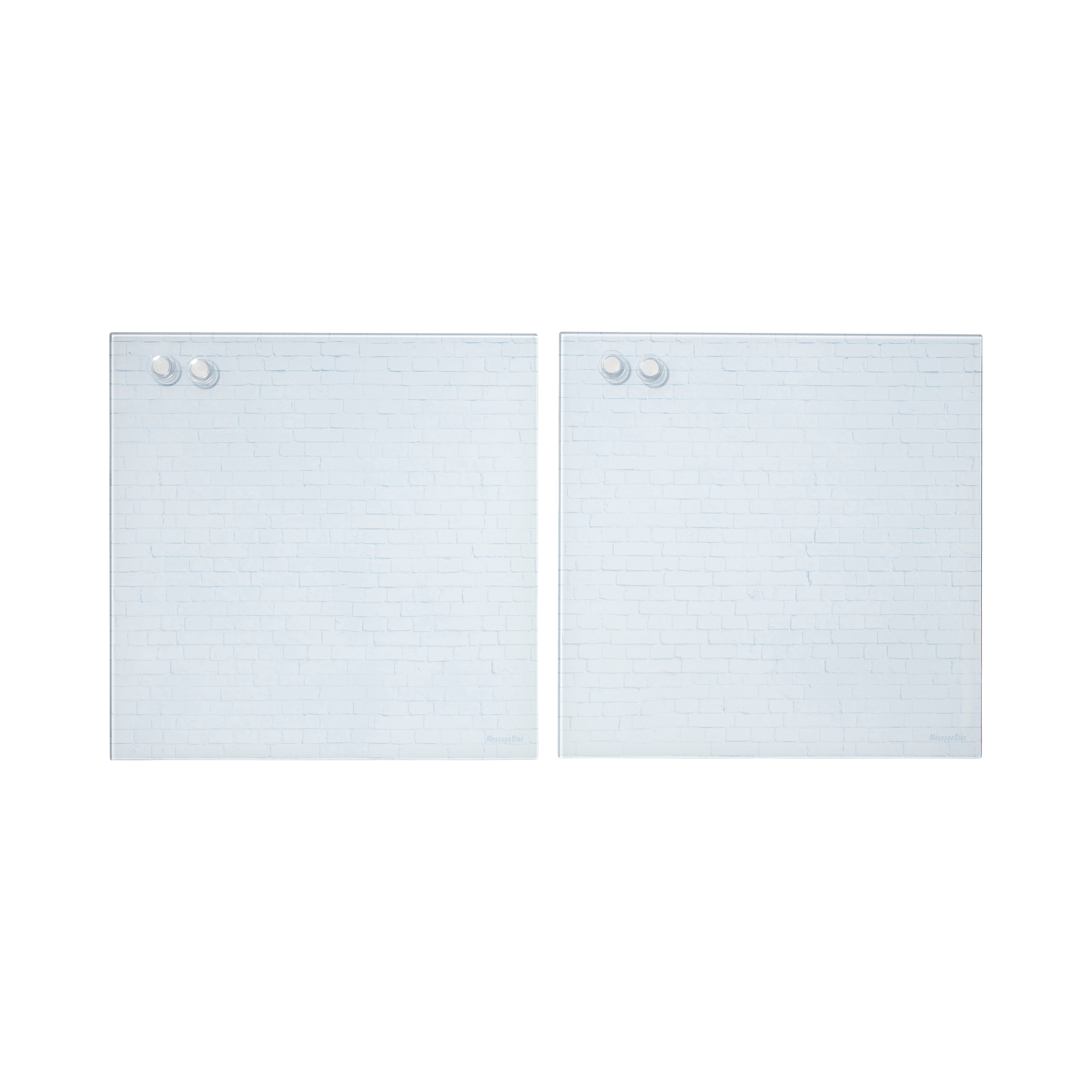 MessageStor Magnetic Dry-Erase Glass Board with Magnets, 17.5in x 17.5in, 2-Pack