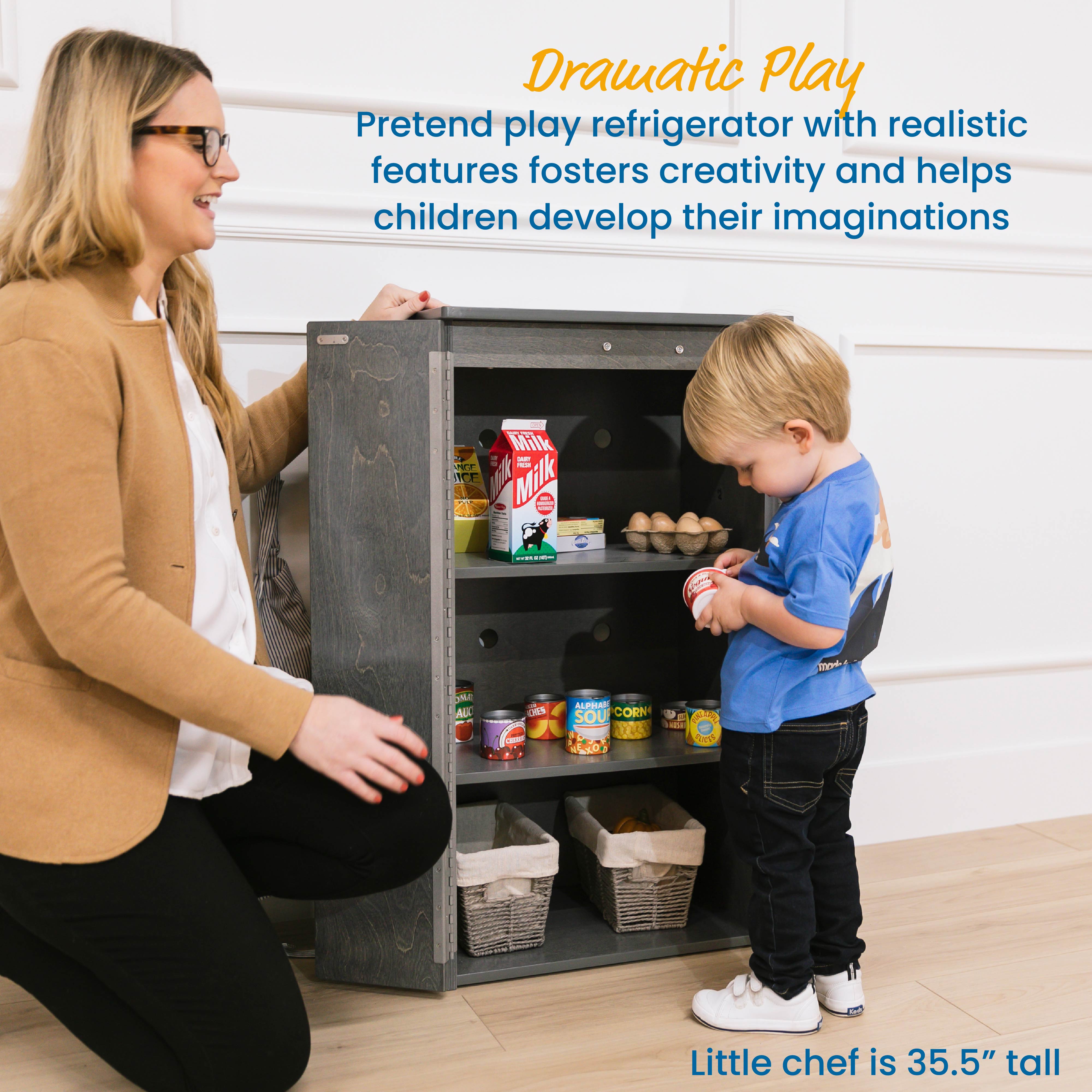 Play Kitchen Refrigerator, Wooden Playset