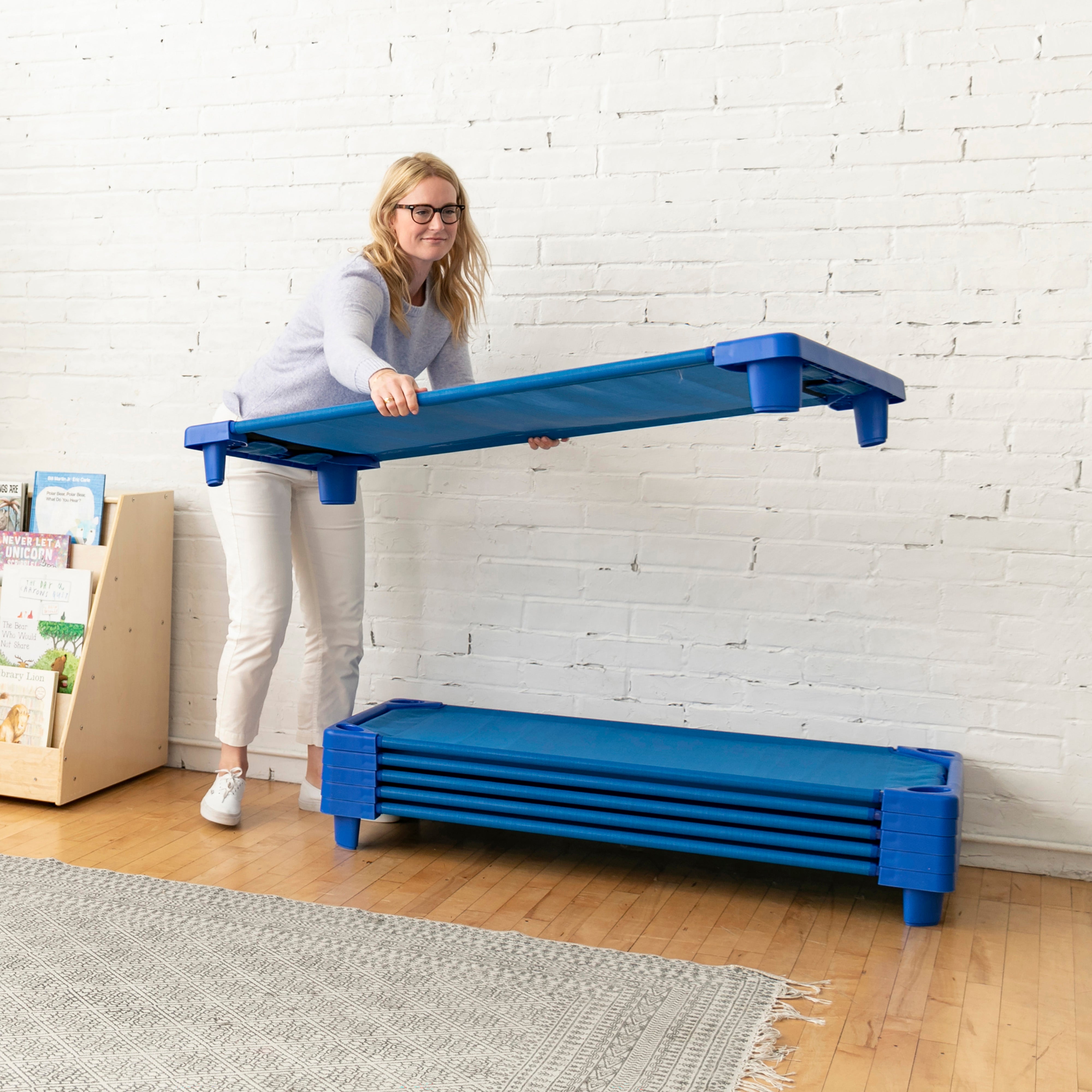 Streamline Cots with Universal Cot Trolley, Standard Size, Ready-to-Assemble, 6-Pack