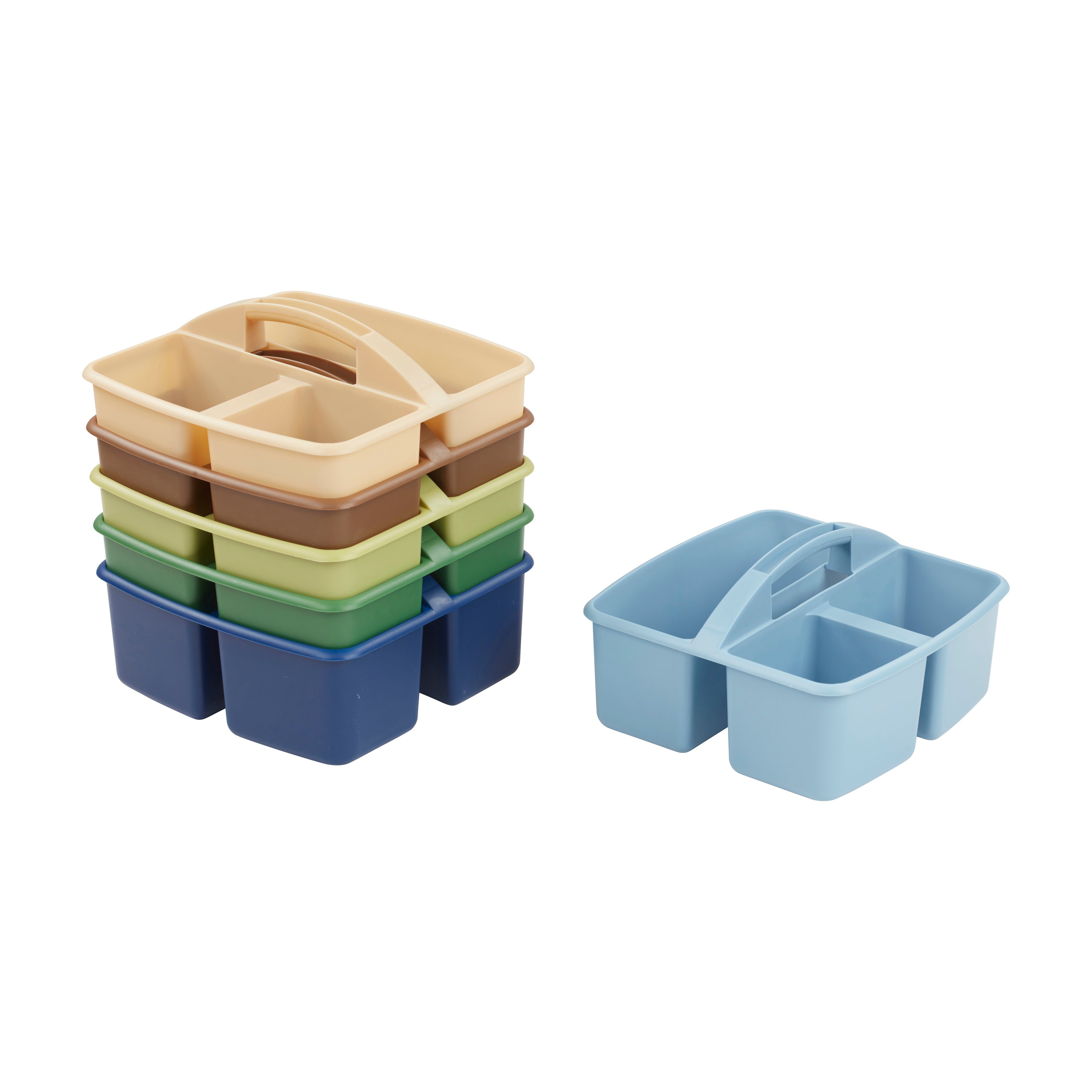 3-Compartment Small Plastic Caddy, 6-Pack