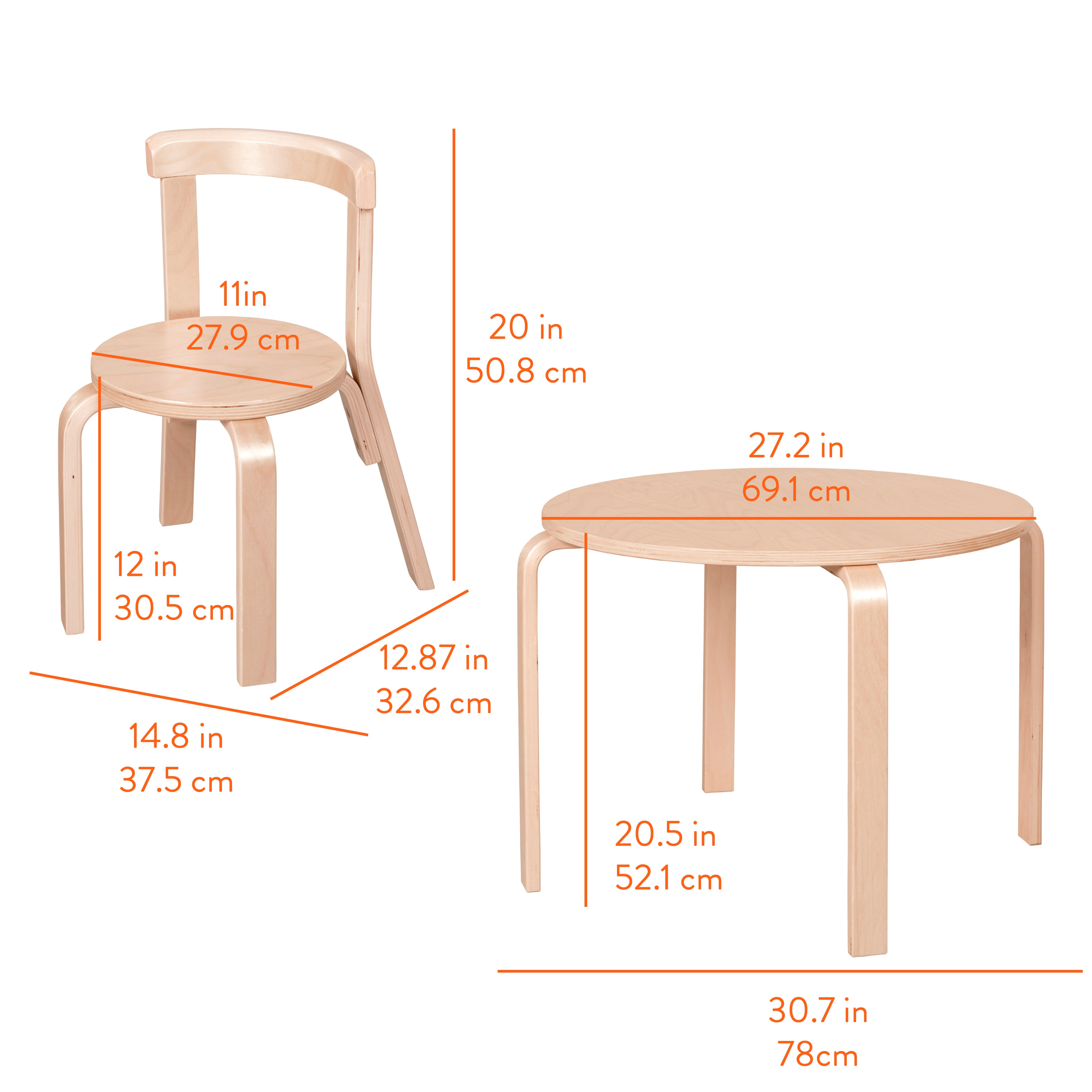 Bentwood Kids Table and Chairs Set, 5-Piece