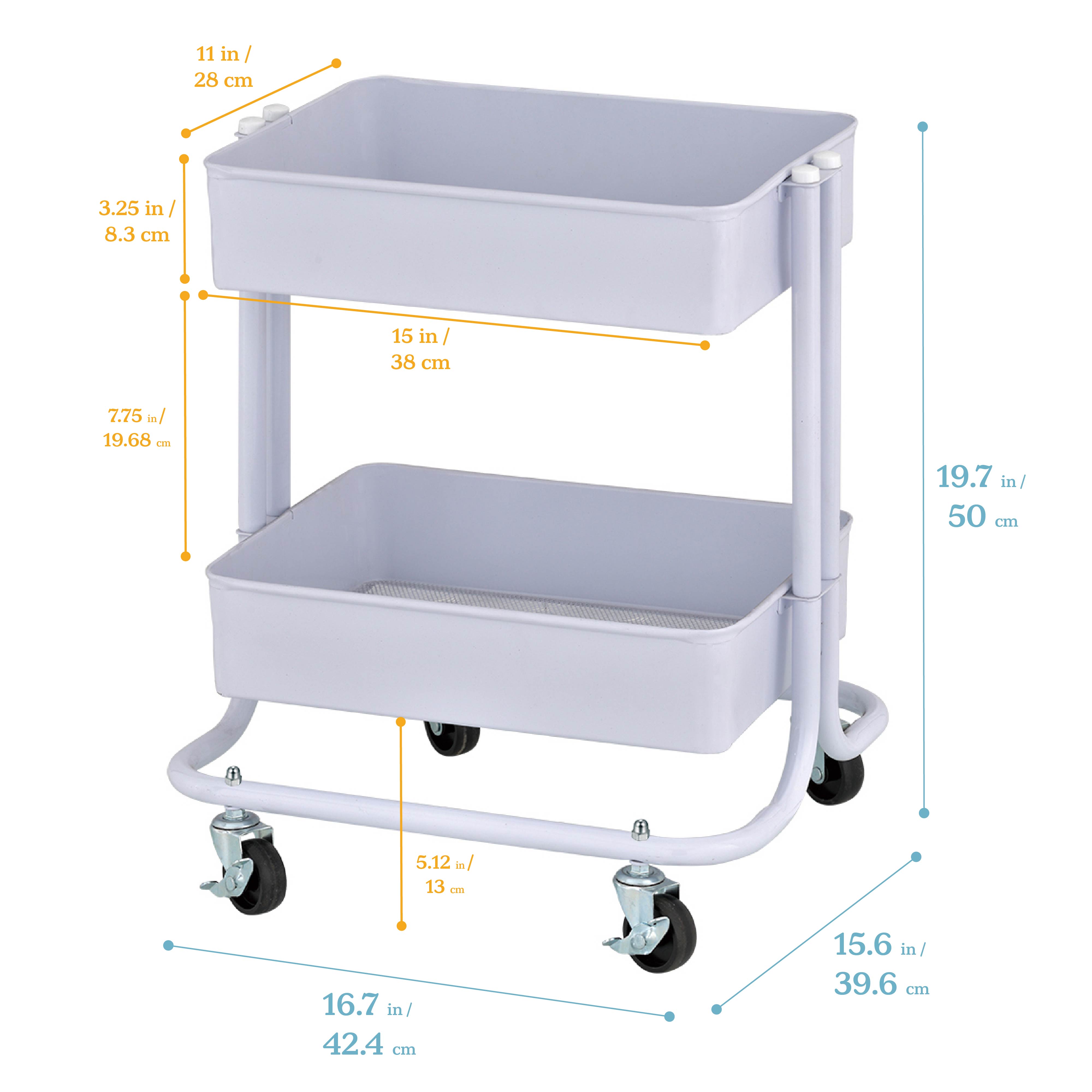 2-Tier Metal Rolling Utility Cart