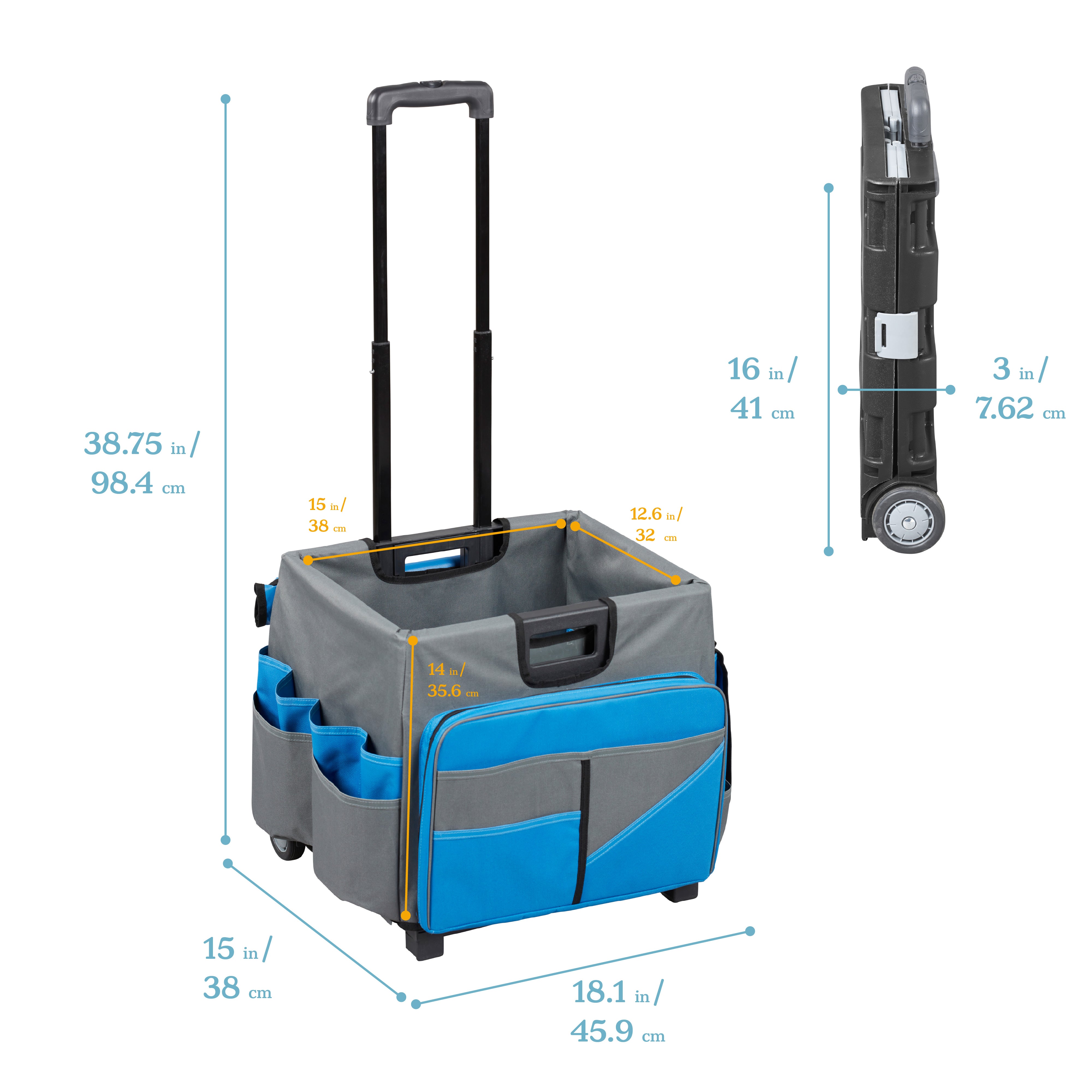 Universal Rolling Cart with Canvas Organizer Bag, Mobile Storage