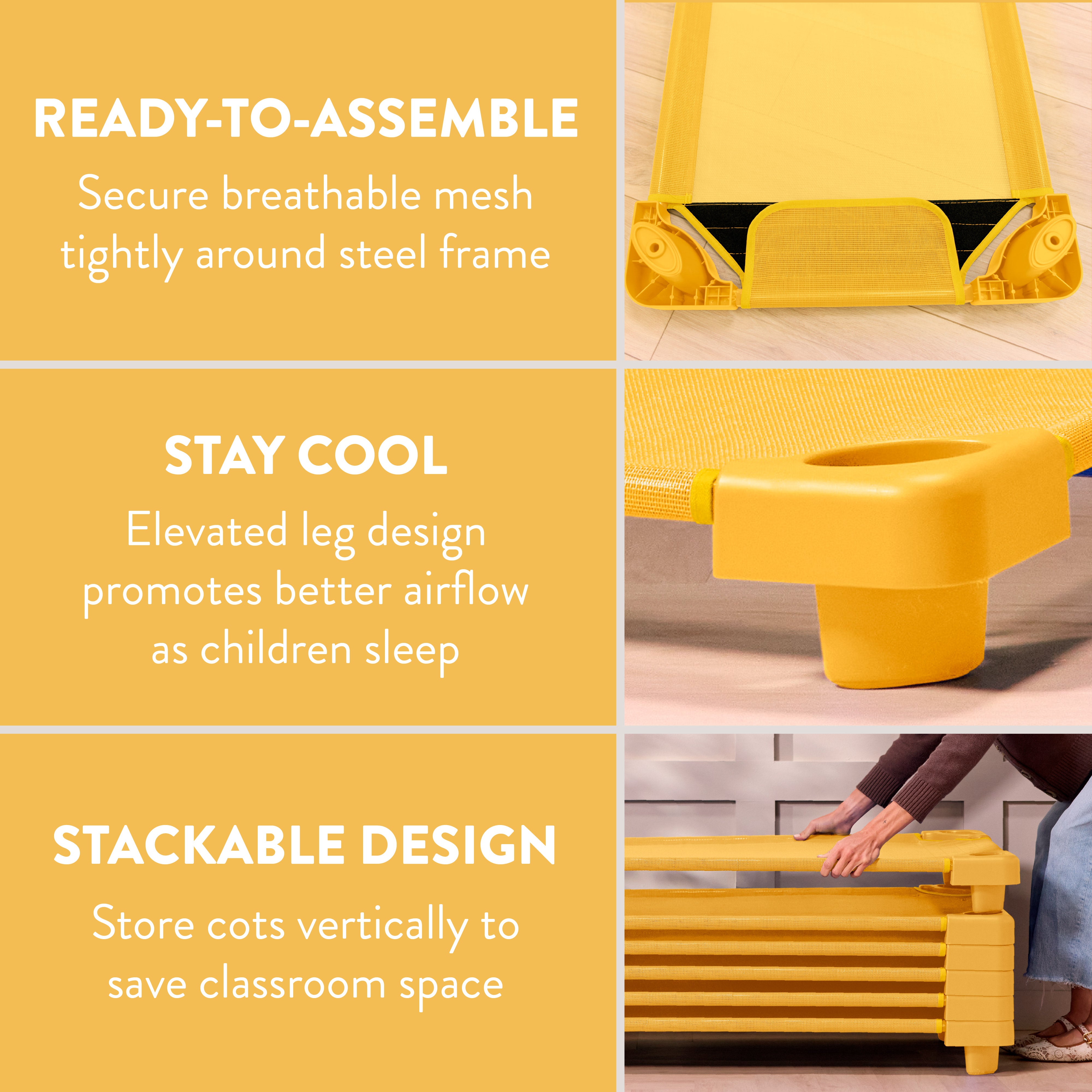 Sleepline Stackable Cots, Ready-to-Assemble, 6-Pack