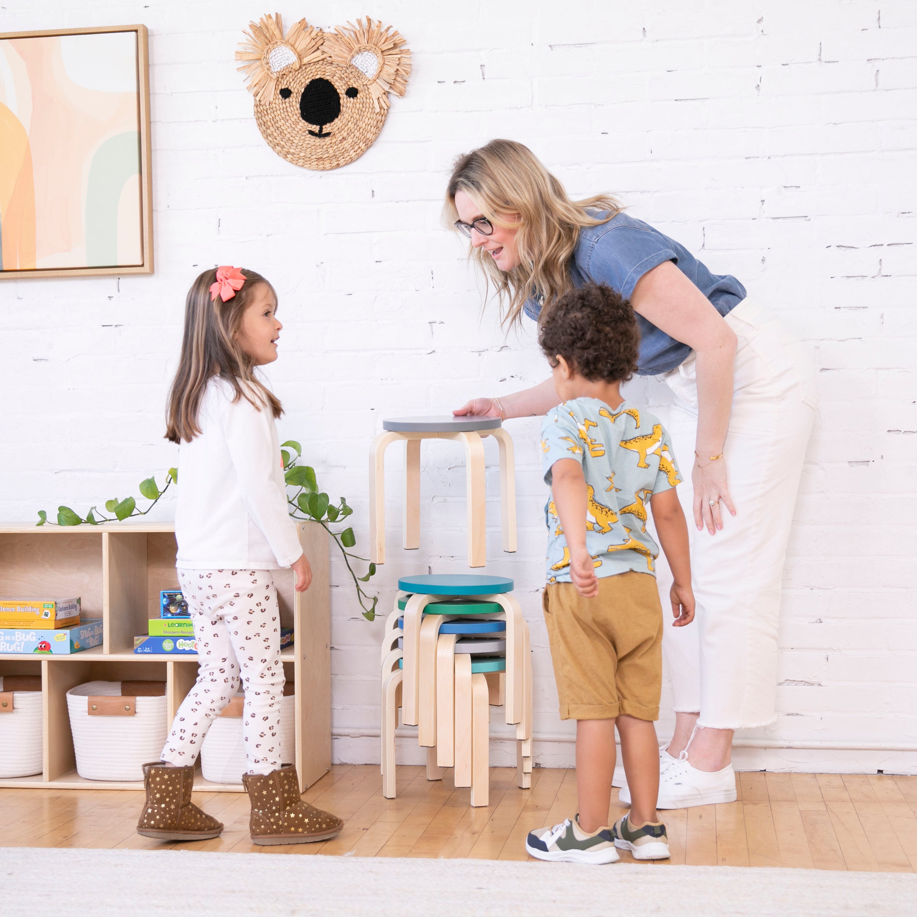 Bentwood Stackable Stools, 6-Piece