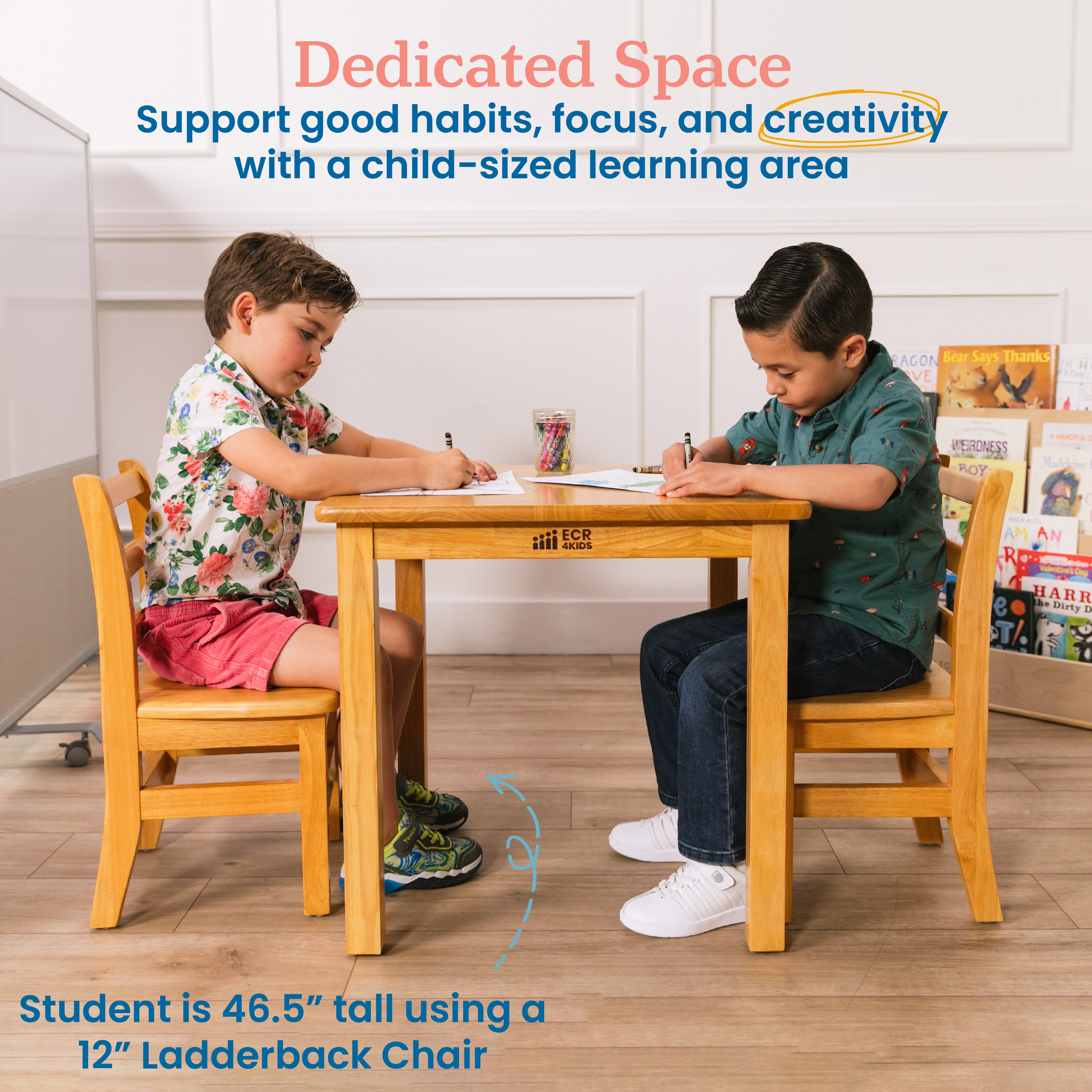 24in Square Hardwood Table with 22in Legs, Kids Furniture
