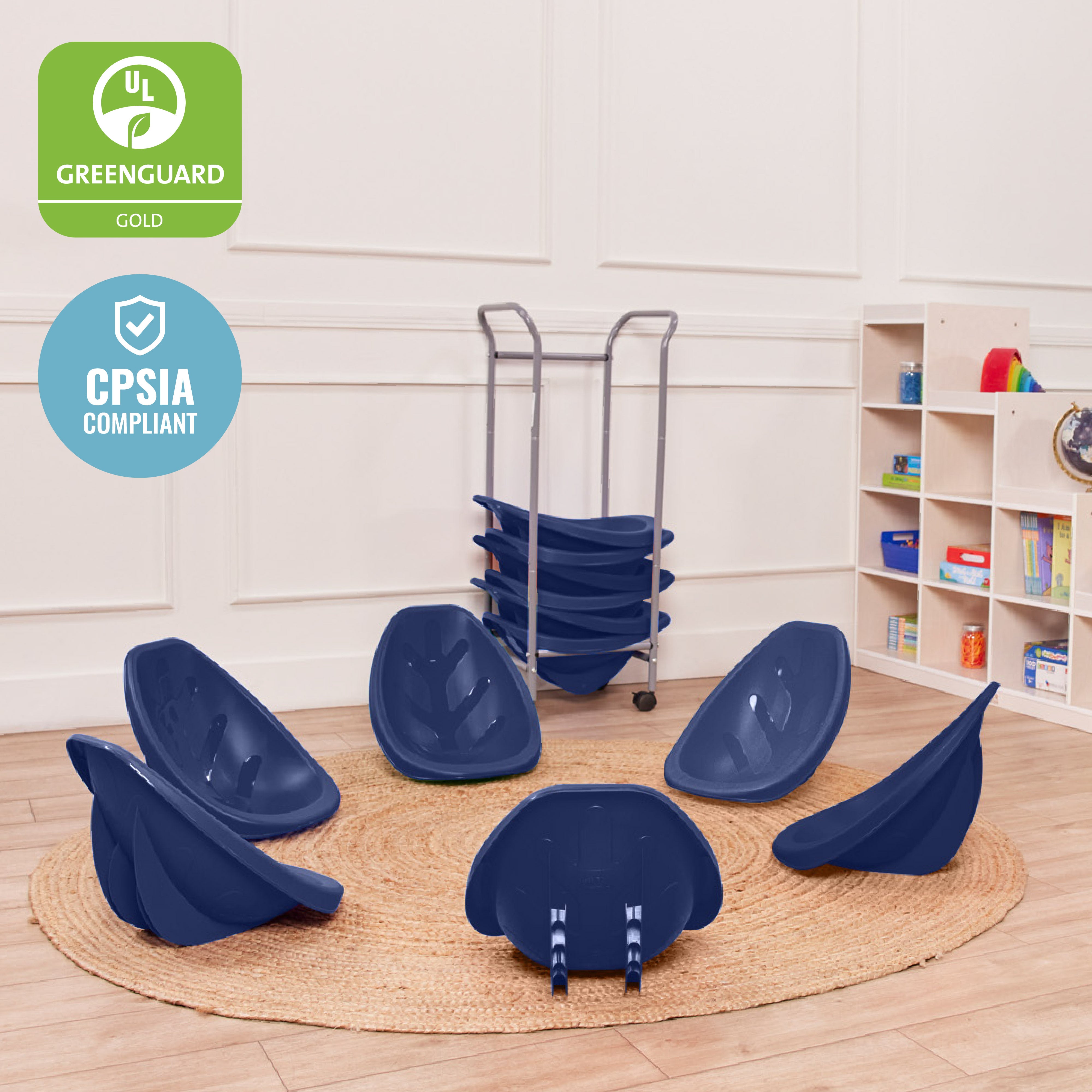 Mobile Leaf Seat Cart with 12 Leaf Floor Seats, Flexible Seating