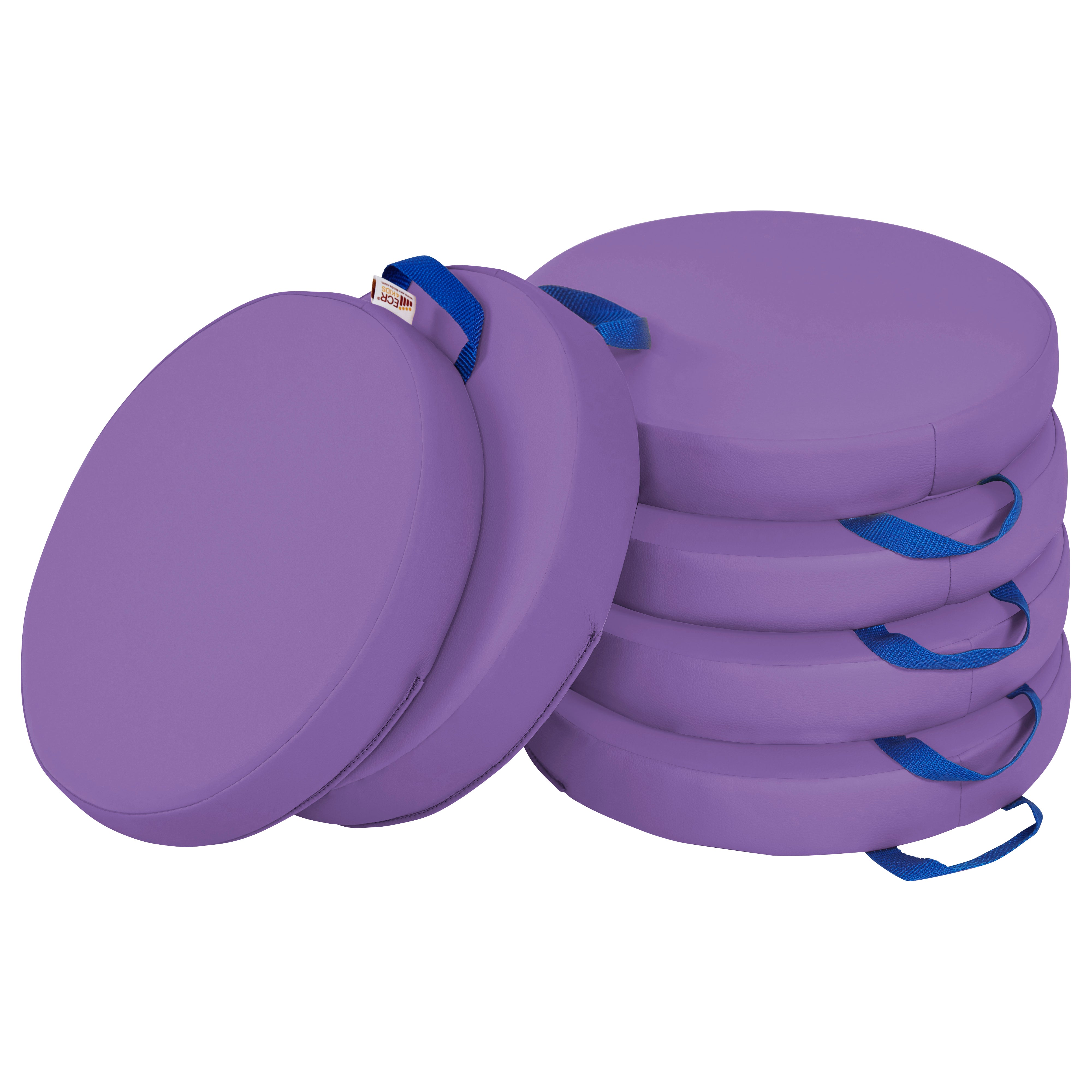 Round Floor Cushions with Handle, 6-Piece