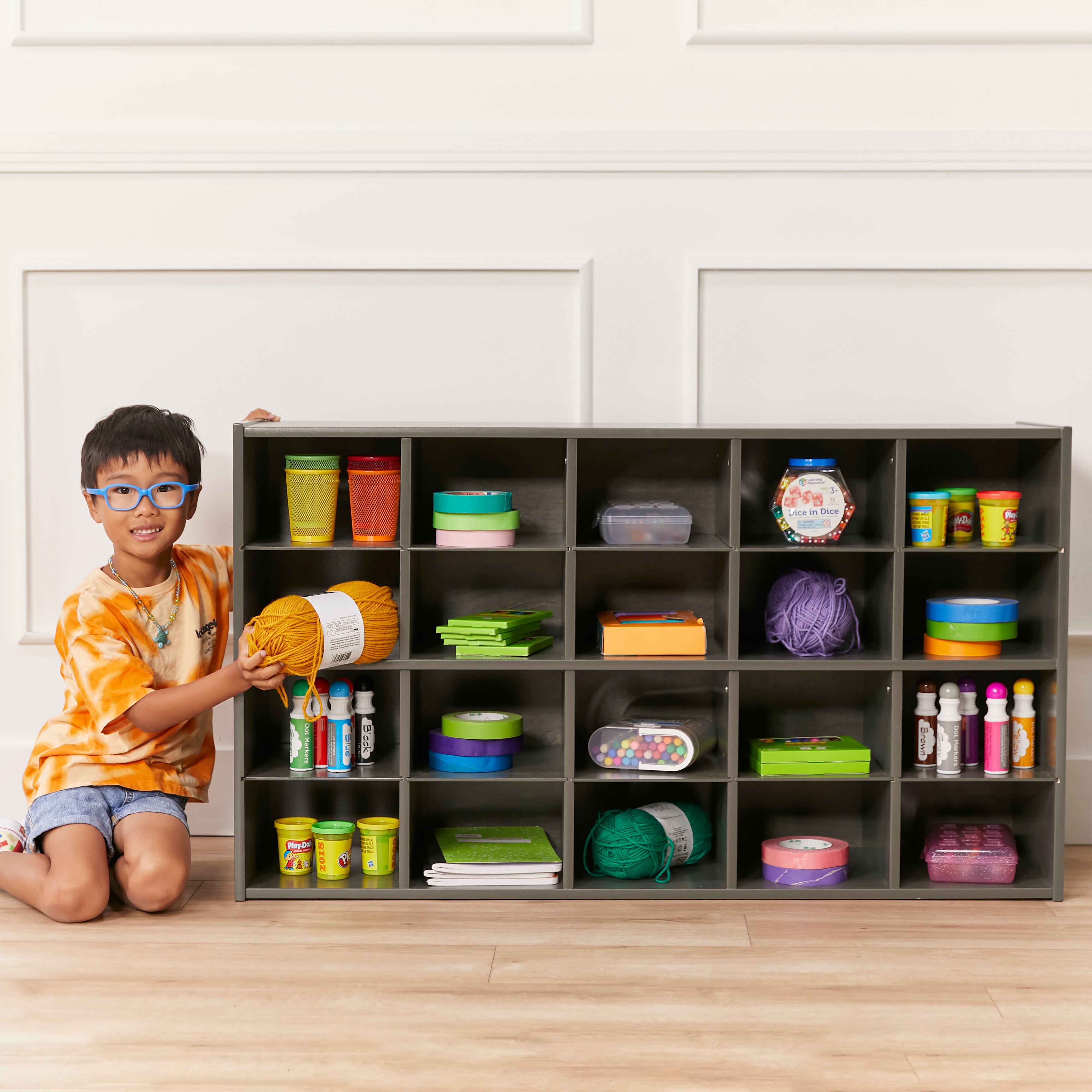 Streamline 20 Cubby Tray Storage Cabinet, 4x5, Classroom Furniture