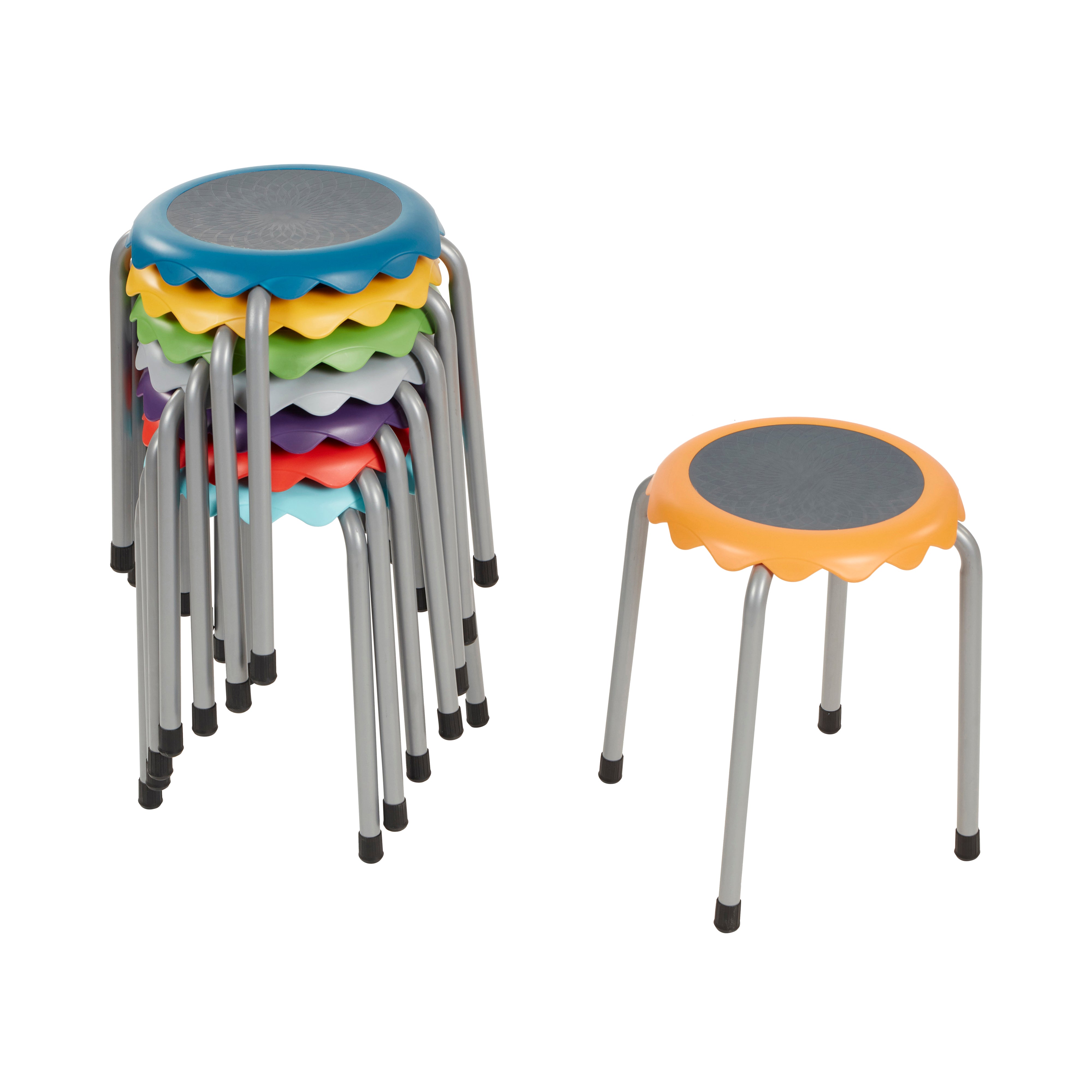 Daisy Stackable Stool with Glides Seating Set, 8-Piece