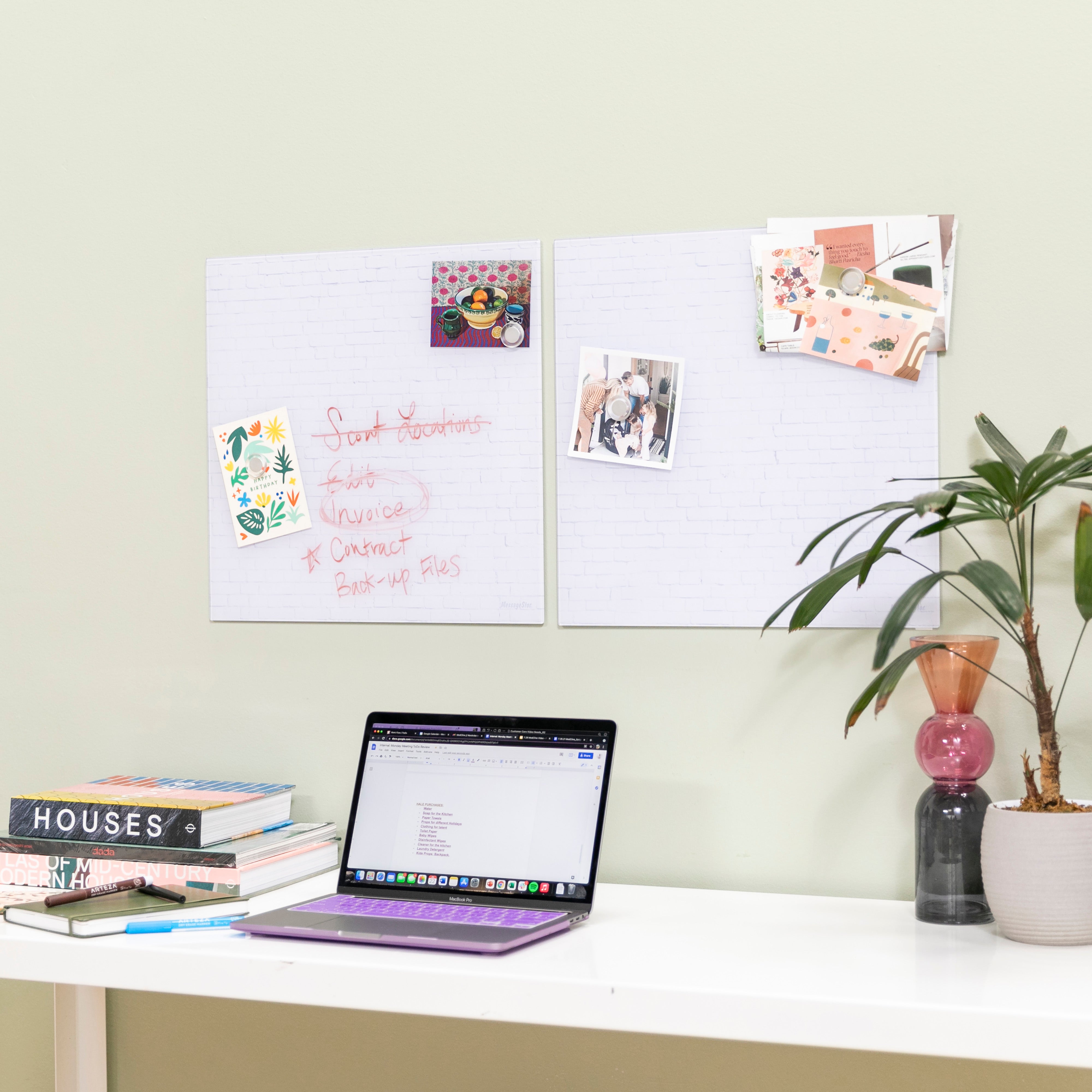MessageStor Magnetic Dry-Erase Glass Board with Magnets, 17.5in x 17.5in, 2-Pack