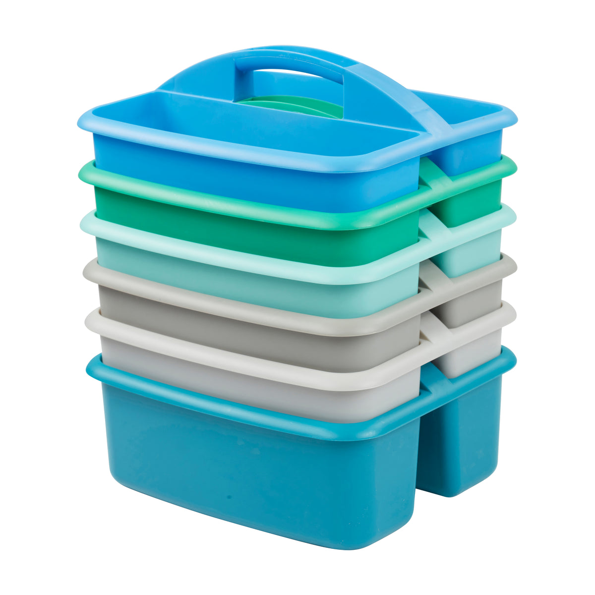 2-Compartment Large Plastic Caddy, 6-Pack