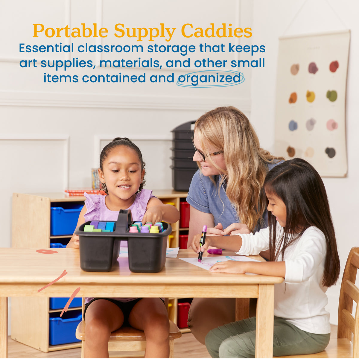 2-Compartment Large Plastic Caddy, 6-Pack