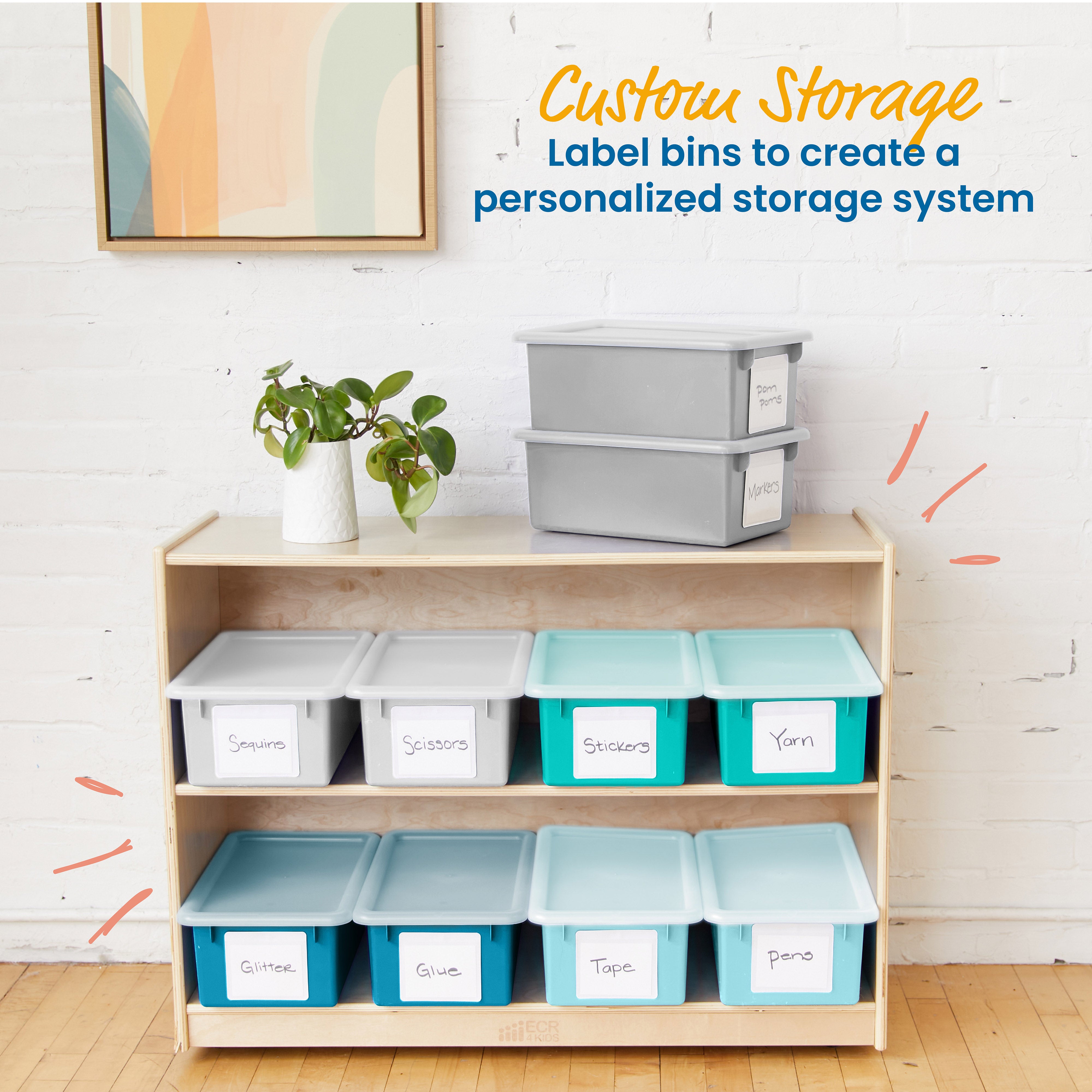 Cubby Storage Bin with Lid, 10-Piece