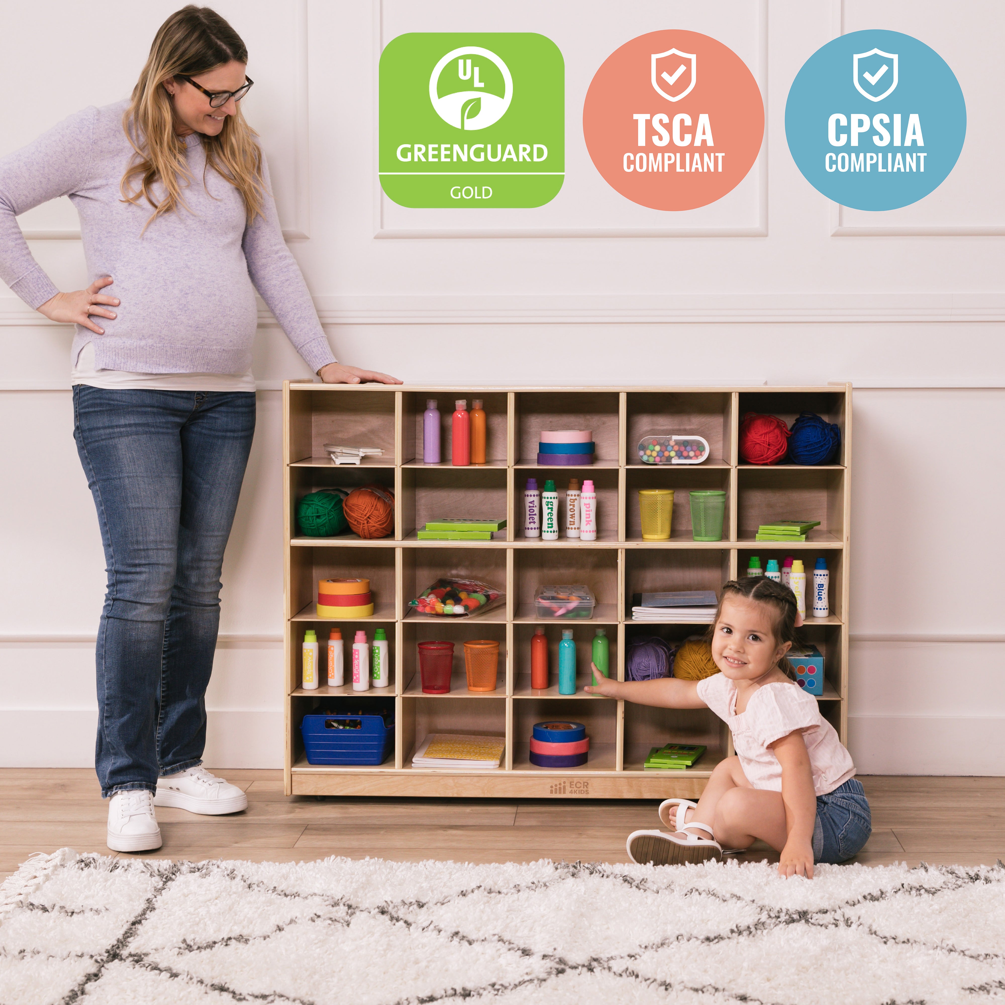 25 Cubby Mobile Tray Storage Cabinet, 5x5