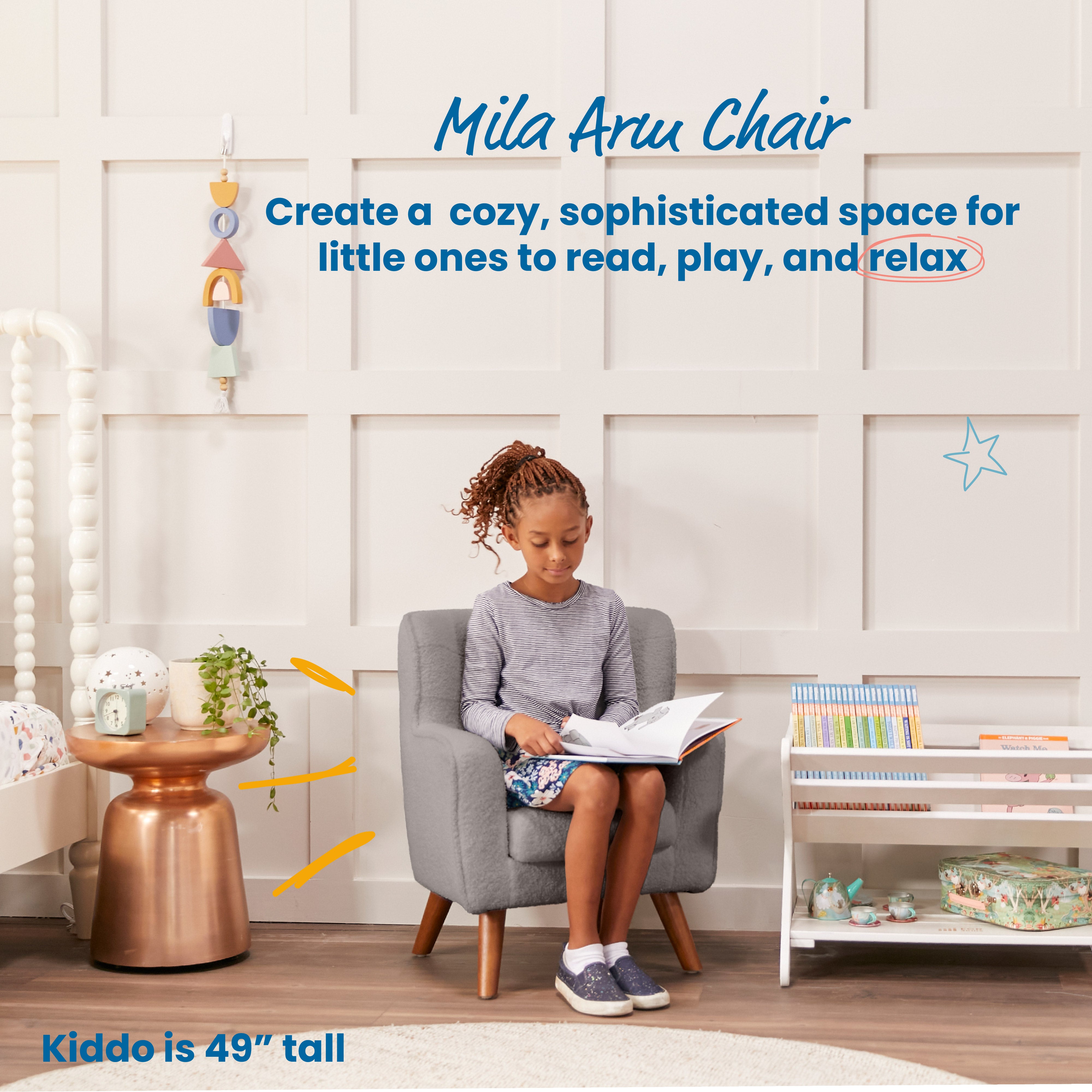 Mila Sherpa Toddler Arm Chair with Removable Wooden Legs