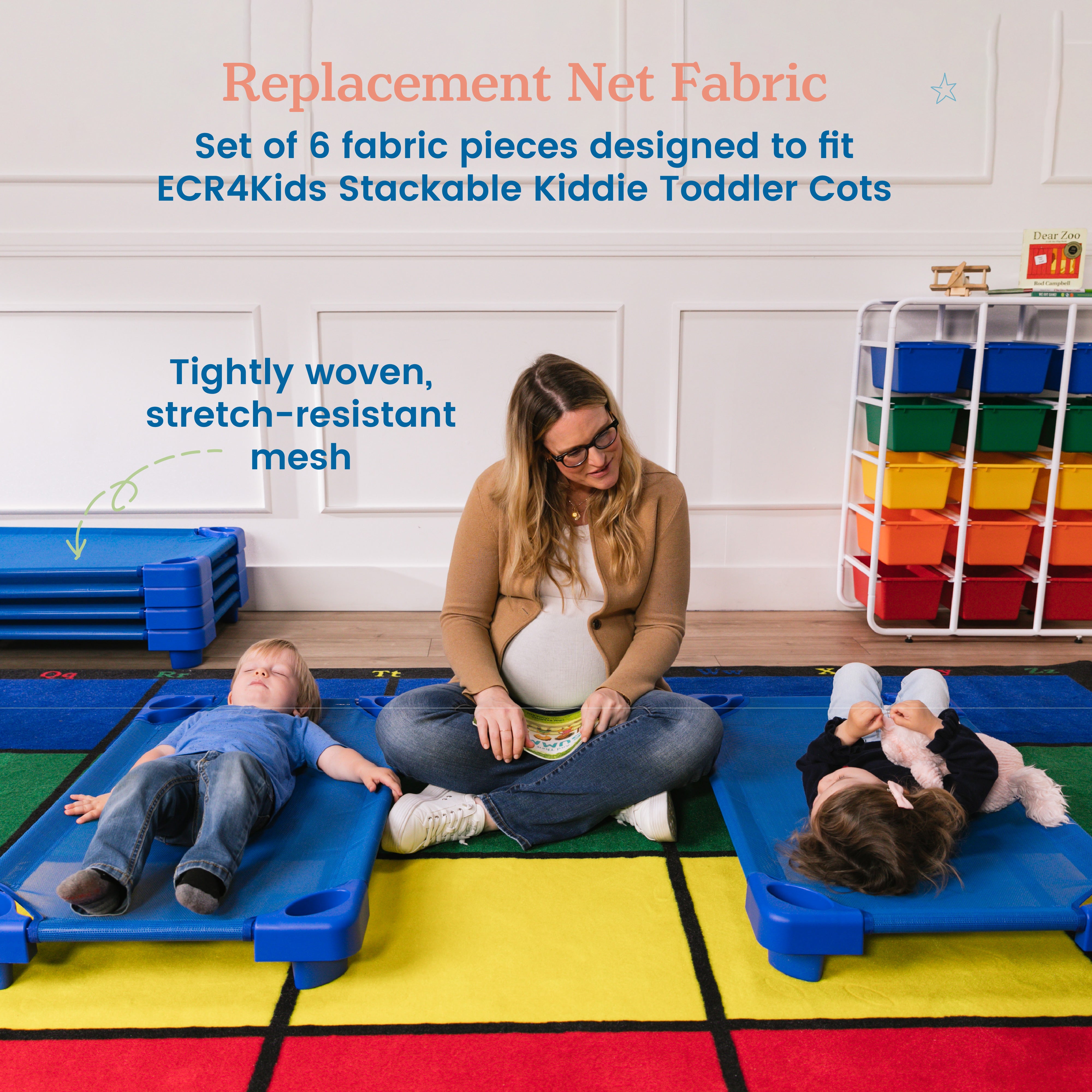 Stackable Kiddie Cot Fabric, Toddler, Replacement Parts, 6-Pack