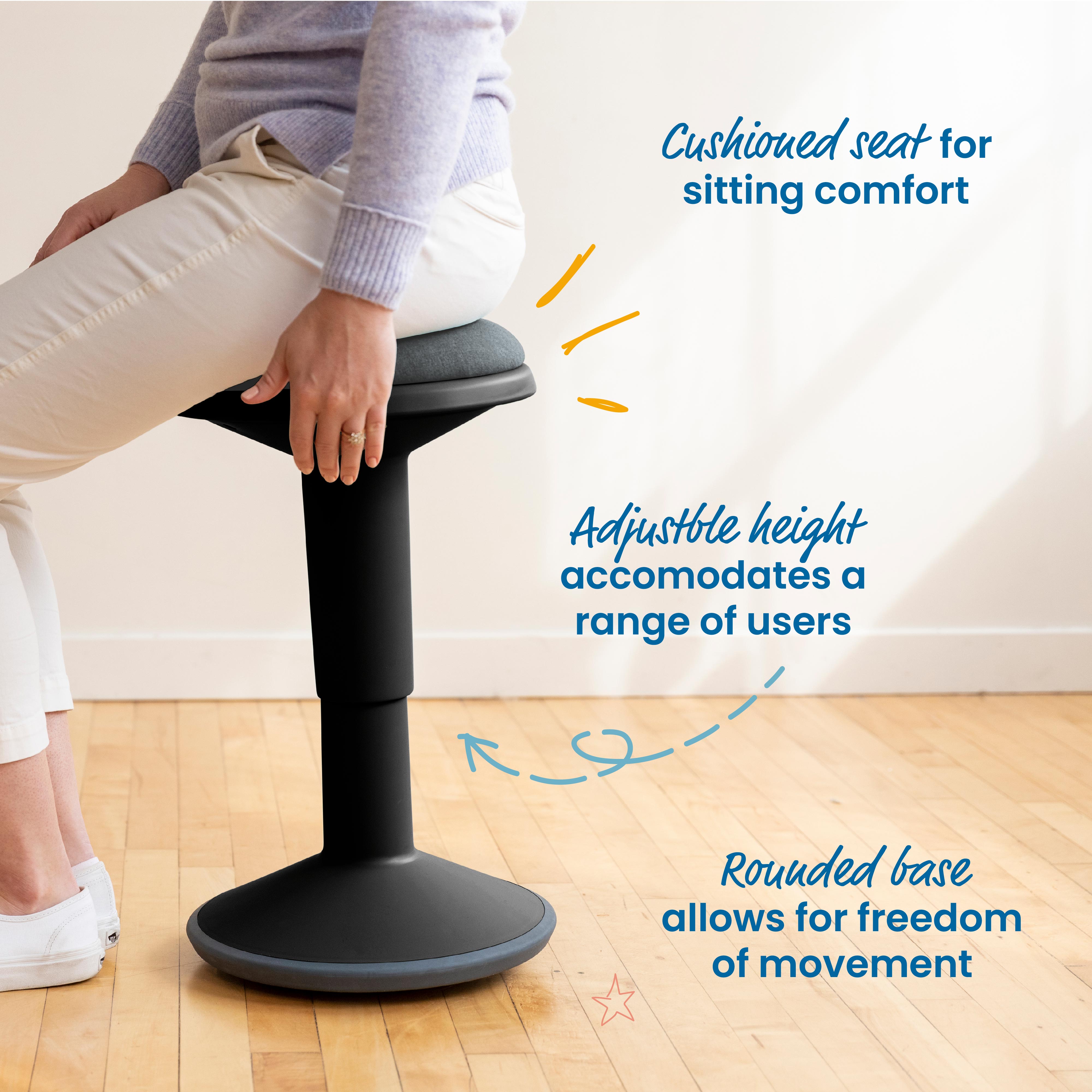 Sitwell Wobble Stool with Cushion, Adjustable Height