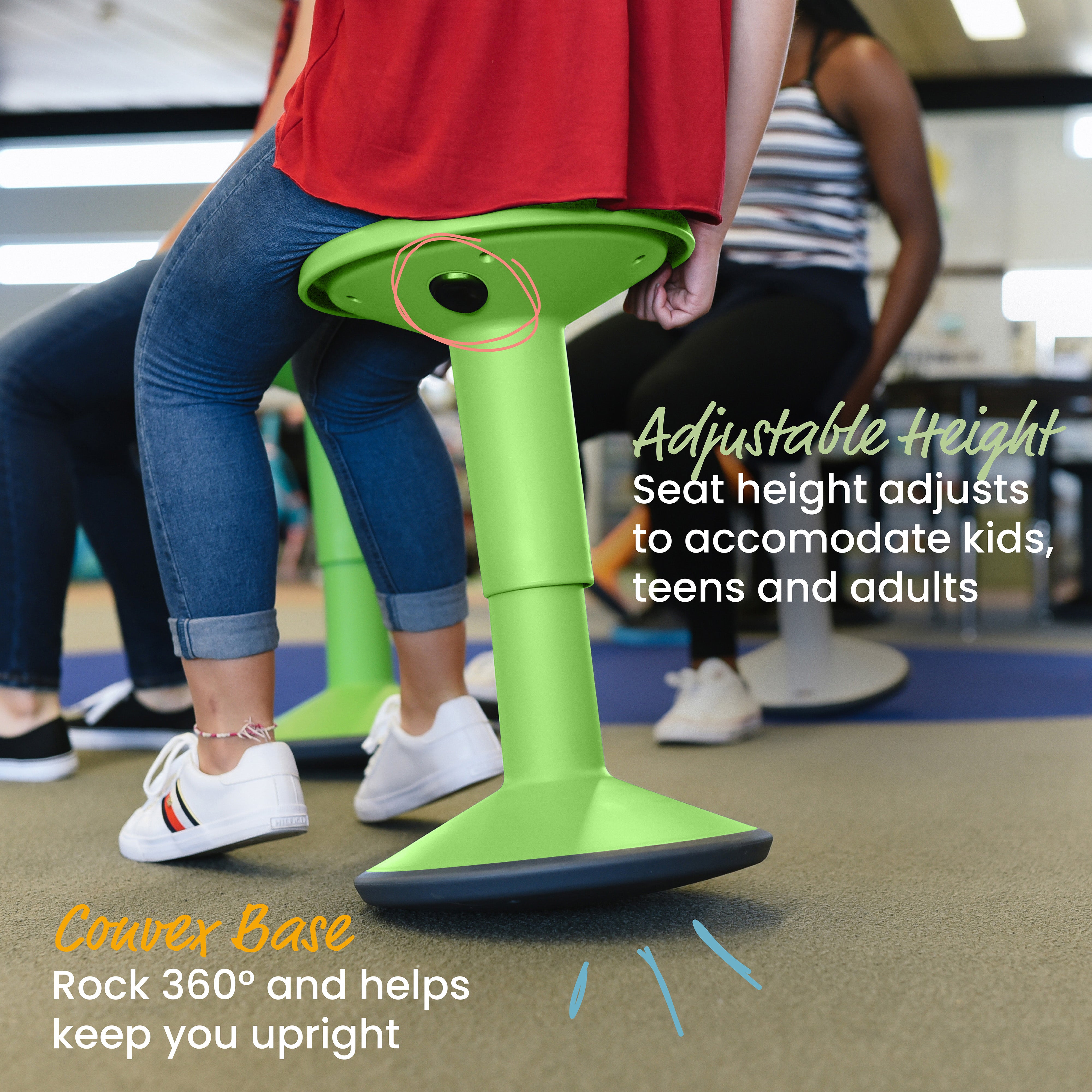 SitWell Wobble Stool, Adjustable Height